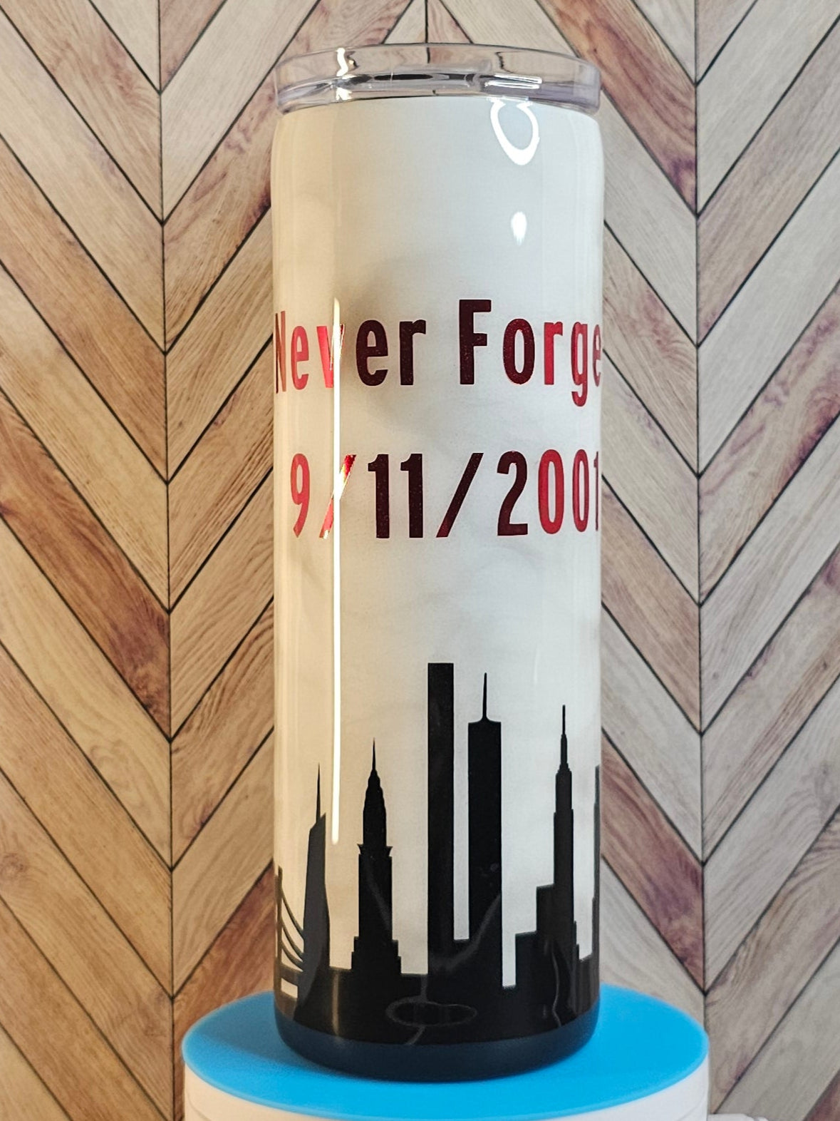 20oz Skinny 9/11 Smoky New York Skyline Epoxy Tumbler