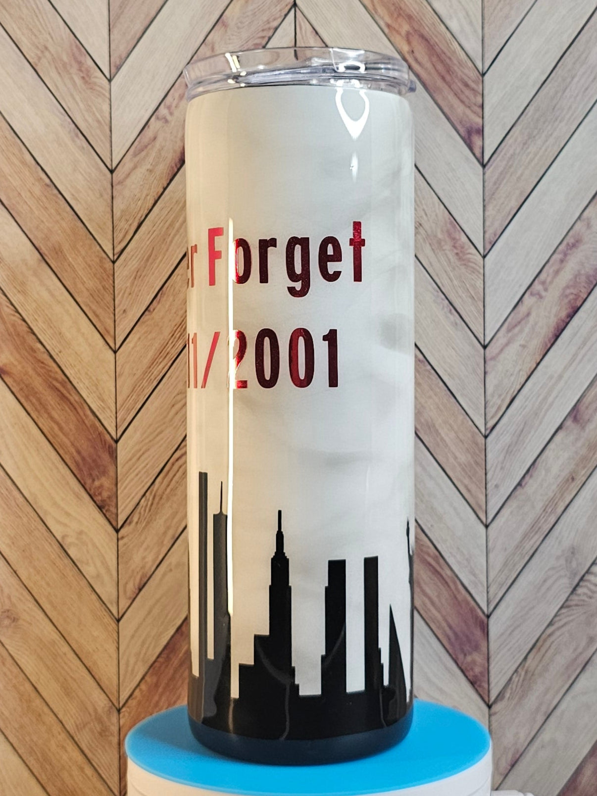 20oz Skinny 9/11 Smoky New York Skyline Epoxy Tumbler