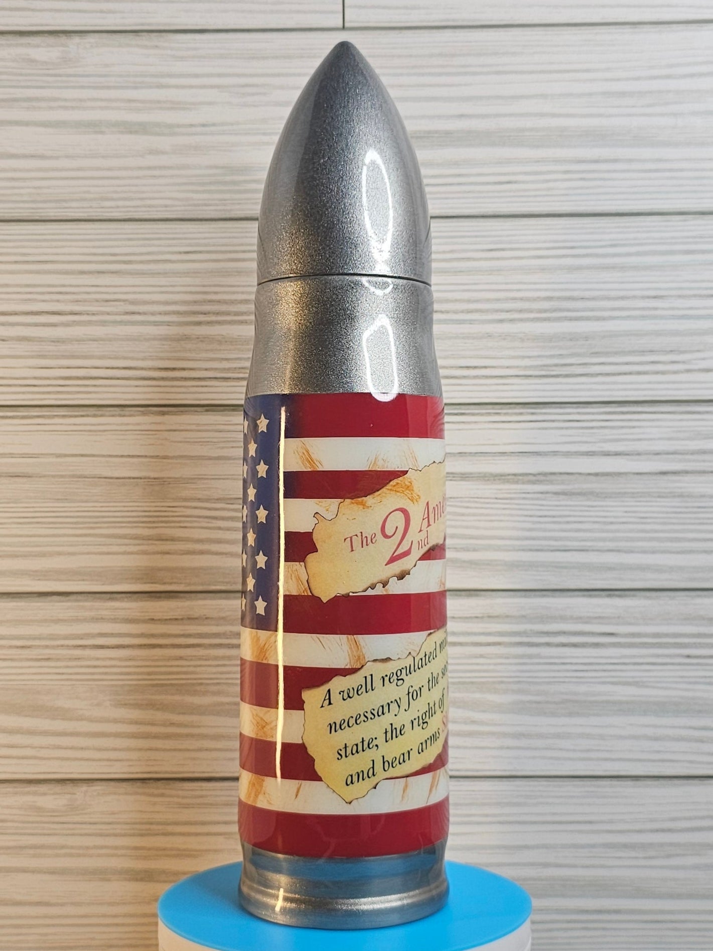 17oz On Point 2nd Amendment Silver Epoxy Tumbler