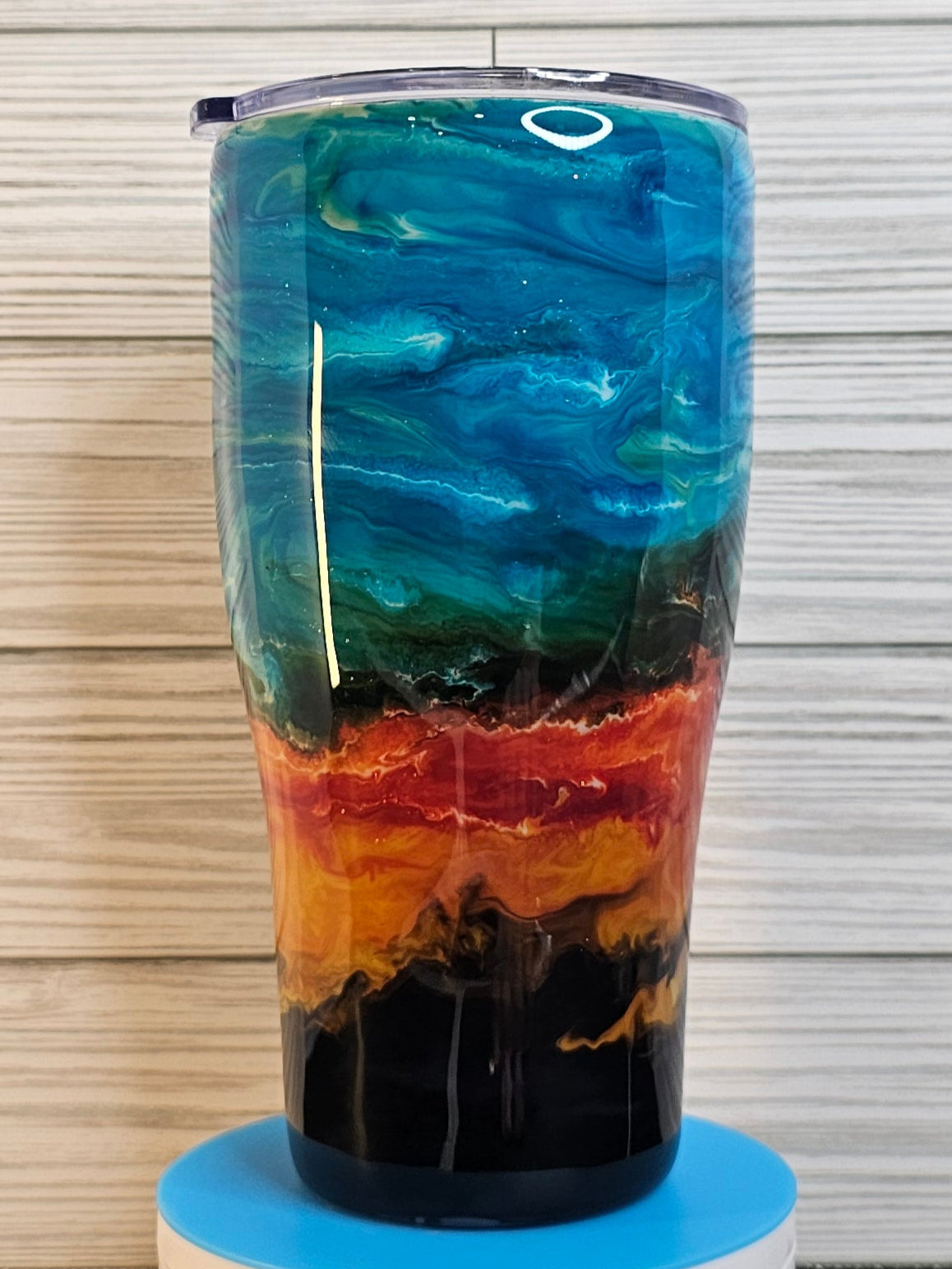 30oz Modern Curve Lava Beach Ink Swirl Epoxy Tumbler