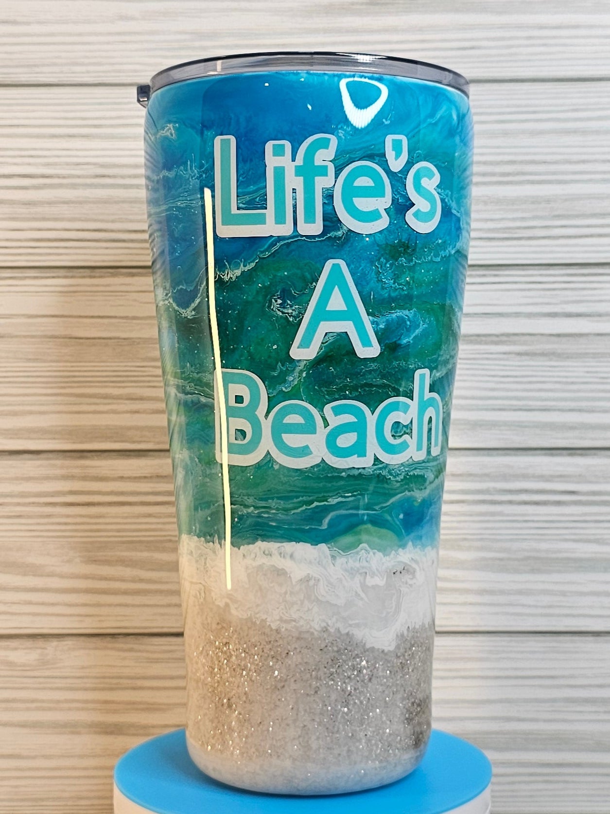 30oz Modern Curve Life's a Beach Ink Swirl Epoxy Tumbler