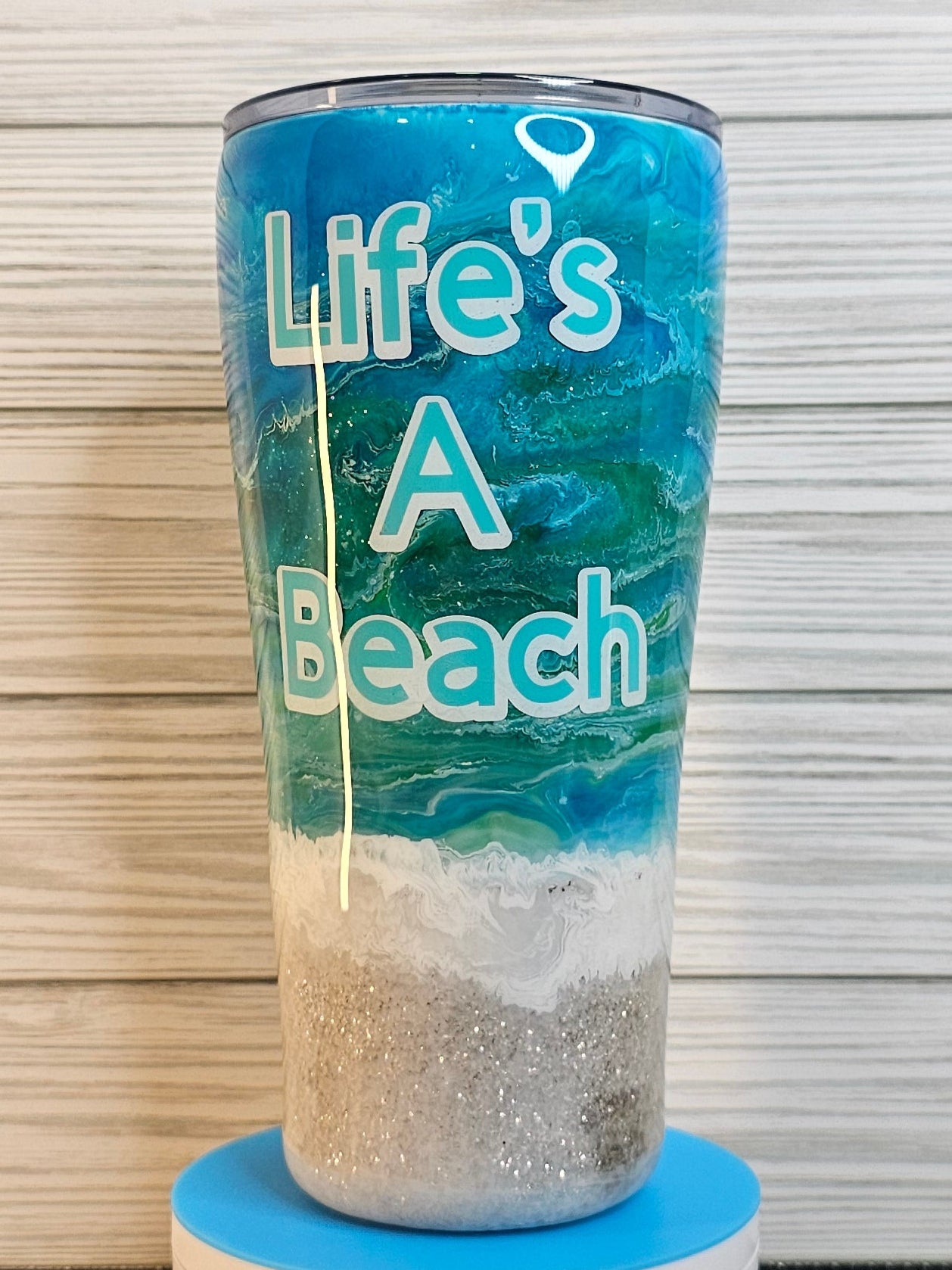 30oz Modern Curve Life's a Beach Ink Swirl Epoxy Tumbler