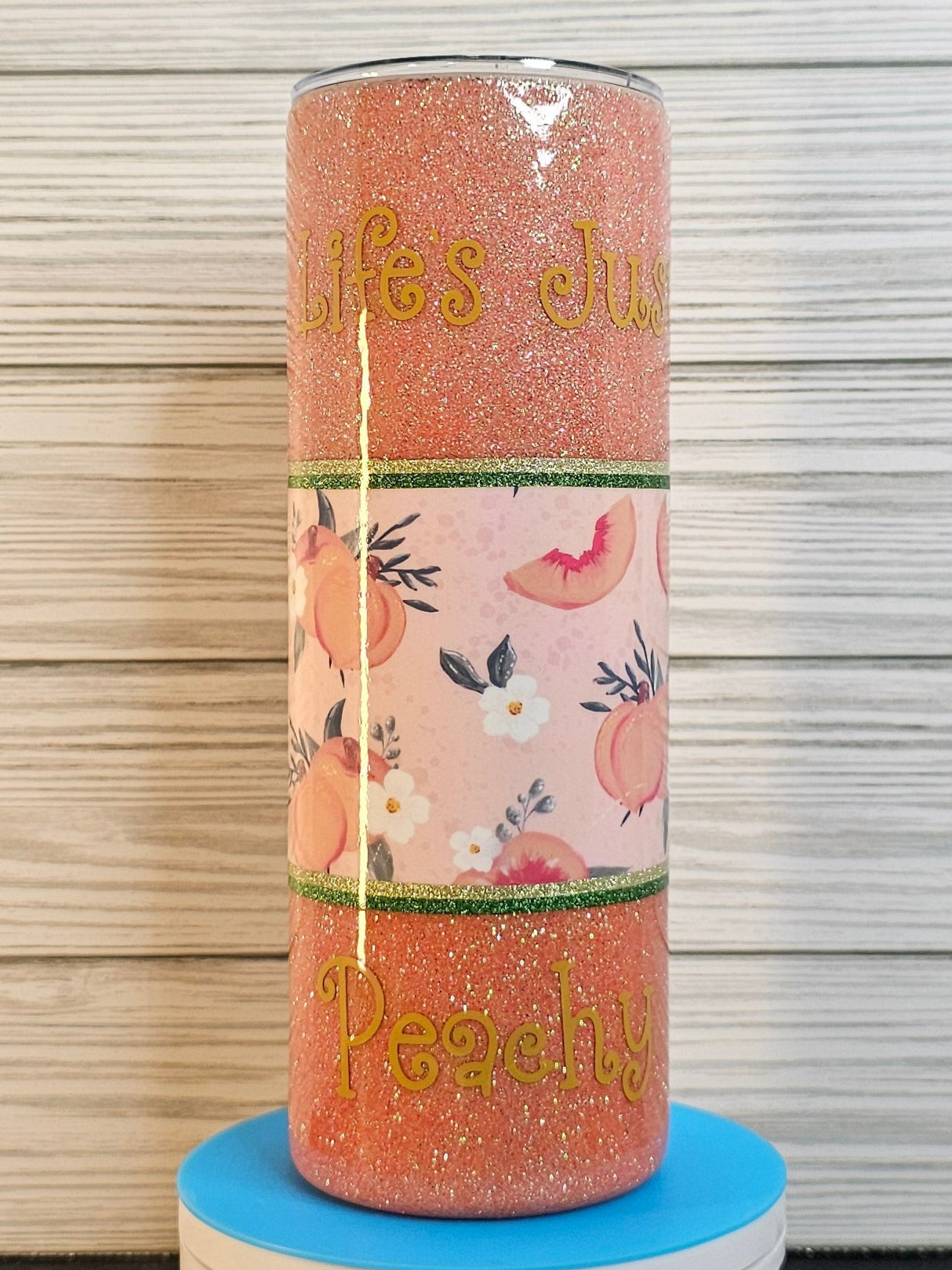 20oz Skinny Life's Just Peachy Glitter Epoxy Tumbler