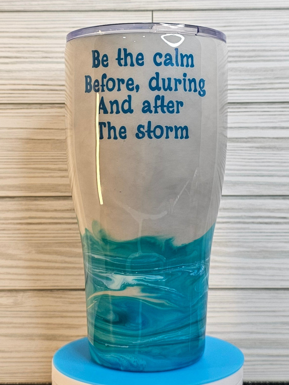 30oz Modern Curve Smoke & Ocean Ink Swirl Calm Storm Epoxy Tumbler