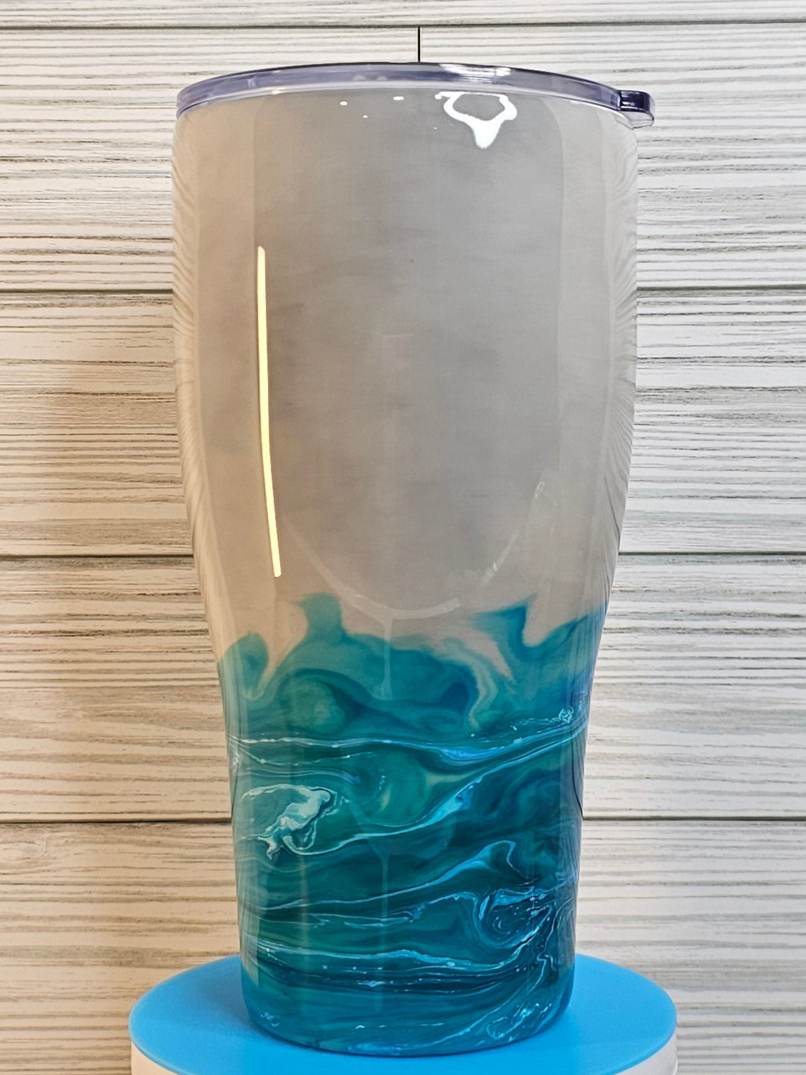 30oz Modern Curve Smoke & Ocean Ink Swirl Calm Storm Epoxy Tumbler
