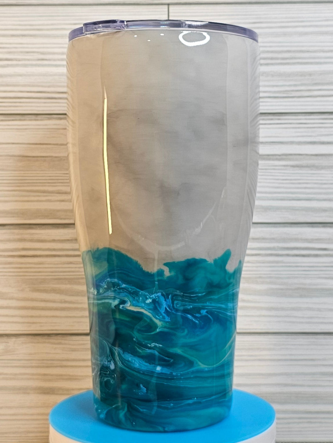 30oz Modern Curve Smoke & Ocean Ink Swirl Calm Storm Epoxy Tumbler