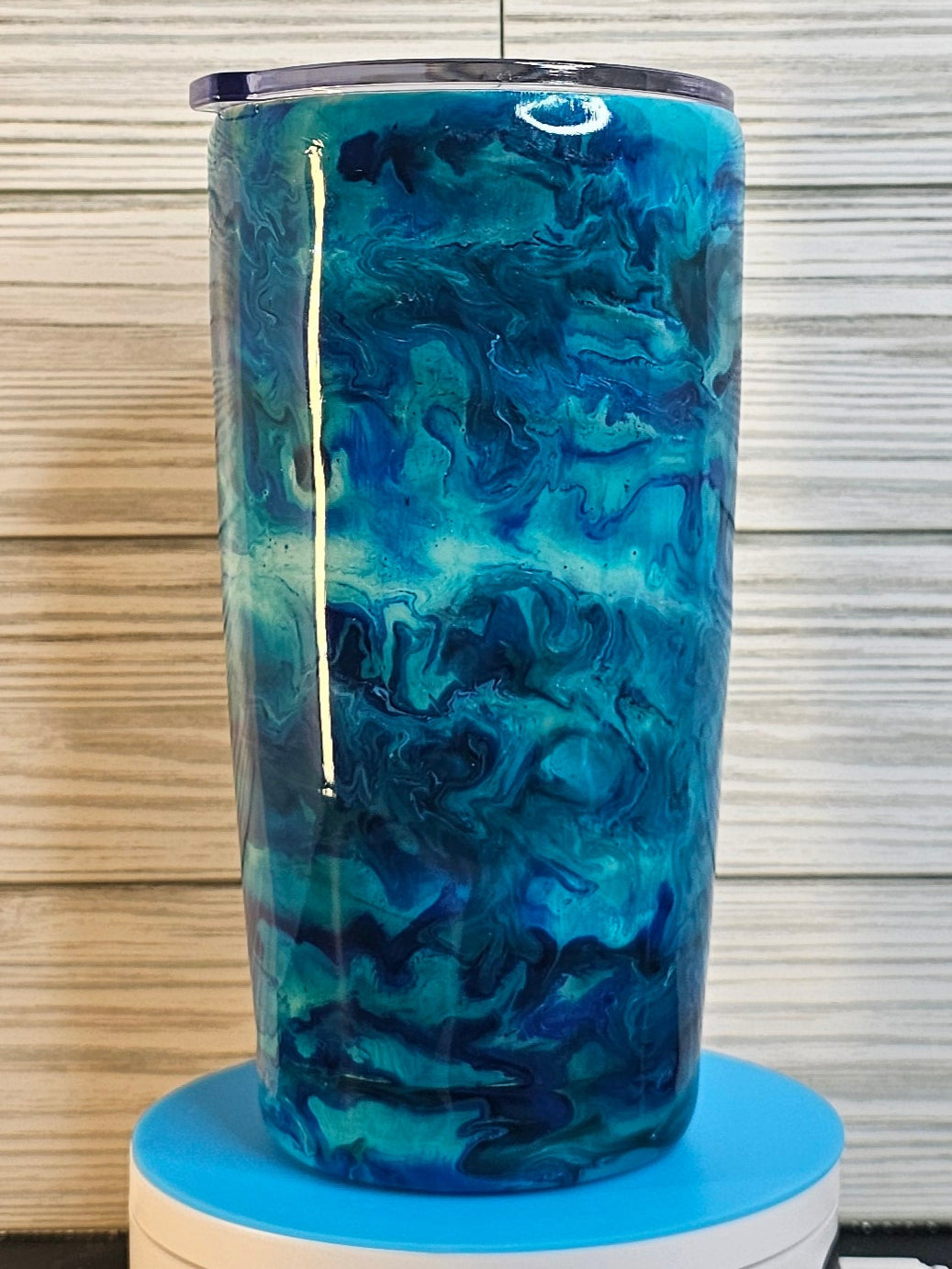 20oz Modern Curve I Don't Give a Ship Ocean Ink Swirl Epoxy Tumbler