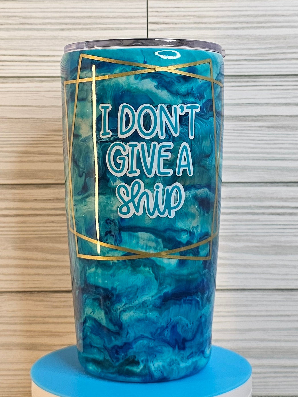 20oz Modern Curve I Don't Give a Ship Ocean Ink Swirl Epoxy Tumbler