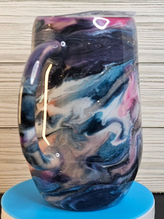 16oz Stemmy Ink Swirl Purple & Blue with Gold Glitter Vein Epoxy Tumbler