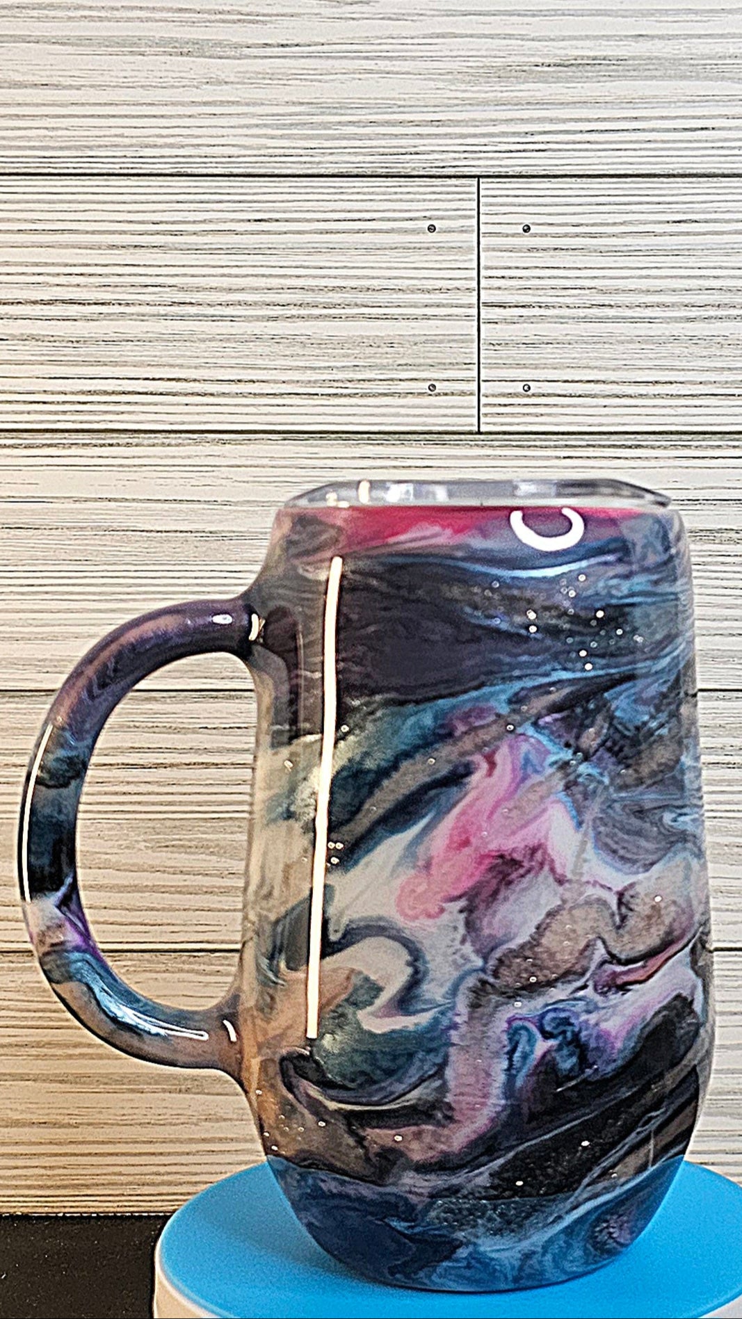 16oz Stemmy Ink Swirl Purple & Blue with Gold Glitter Vein Epoxy Tumbler