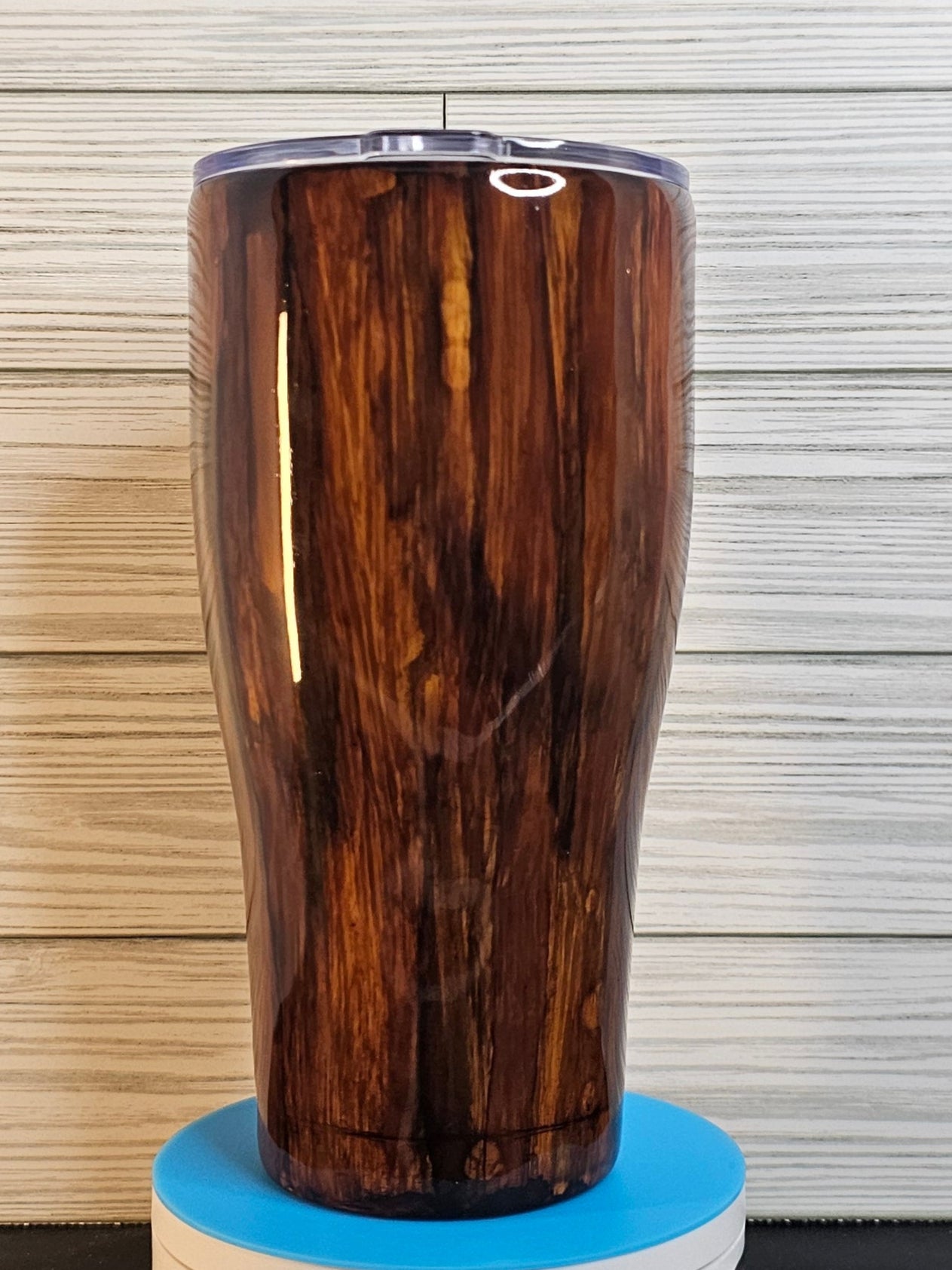 30oz Modern Curve Wood Grain Home of the Brave with Eagle Epoxy Tumbler