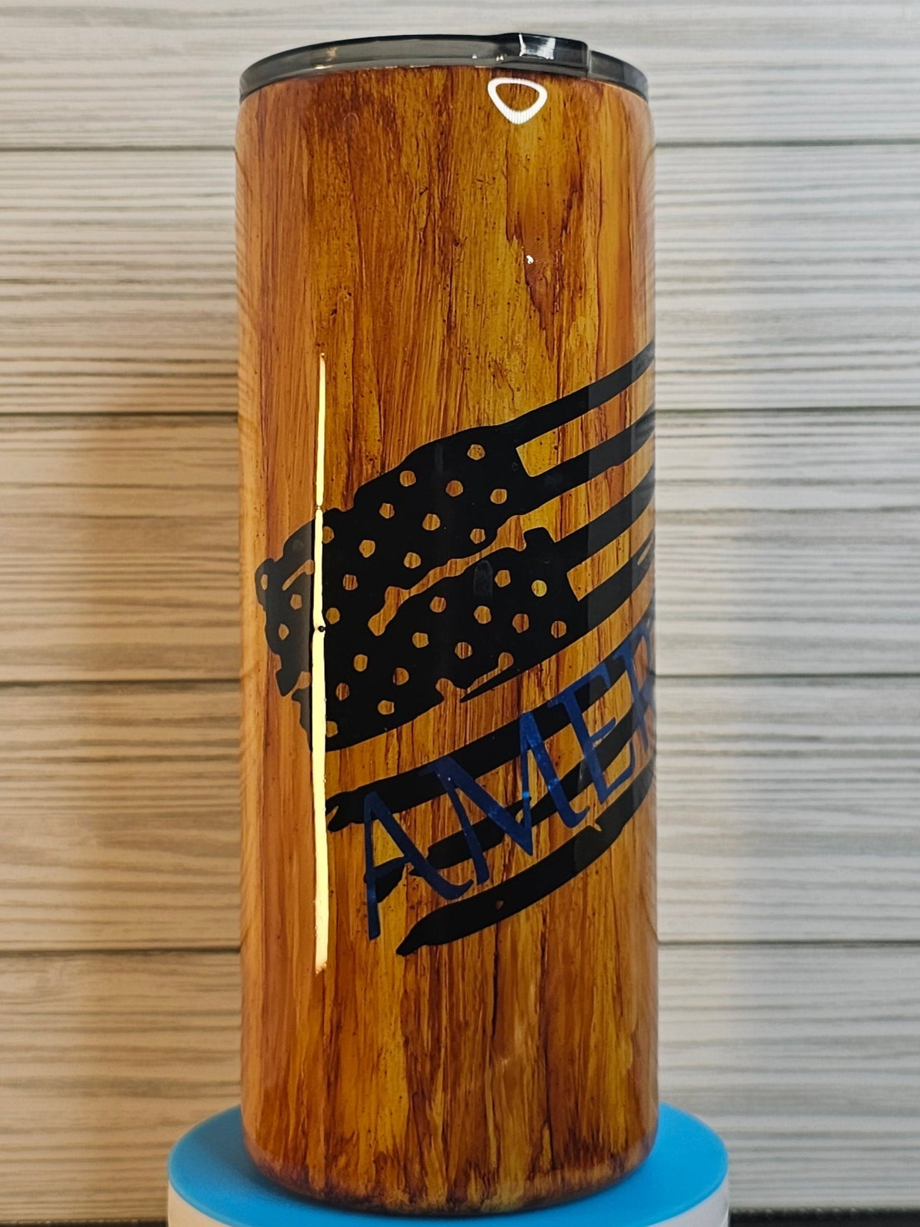 30oz Fatty Wood Grain American Flag Epoxy Tumbler