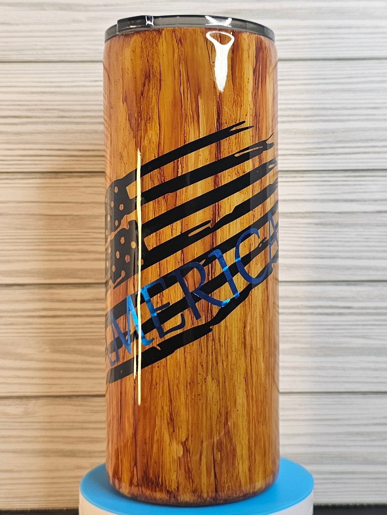 30oz Fatty Wood Grain American Flag Epoxy Tumbler