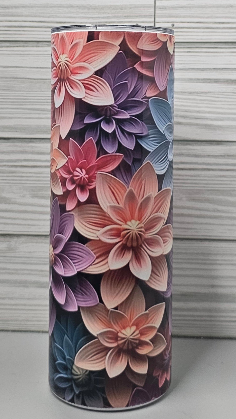 20oz Skinny Sublimation 3D Floral Tumbler