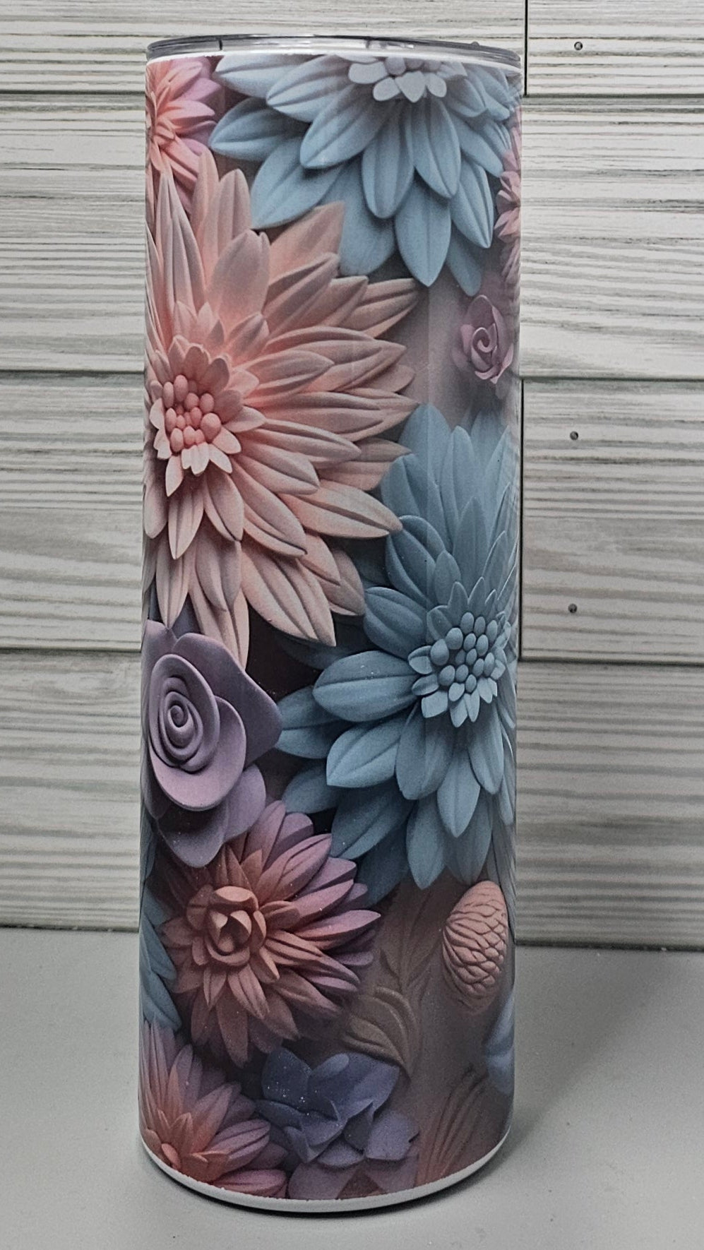 20oz Skinny Sublimation 3D Floral Tumbler