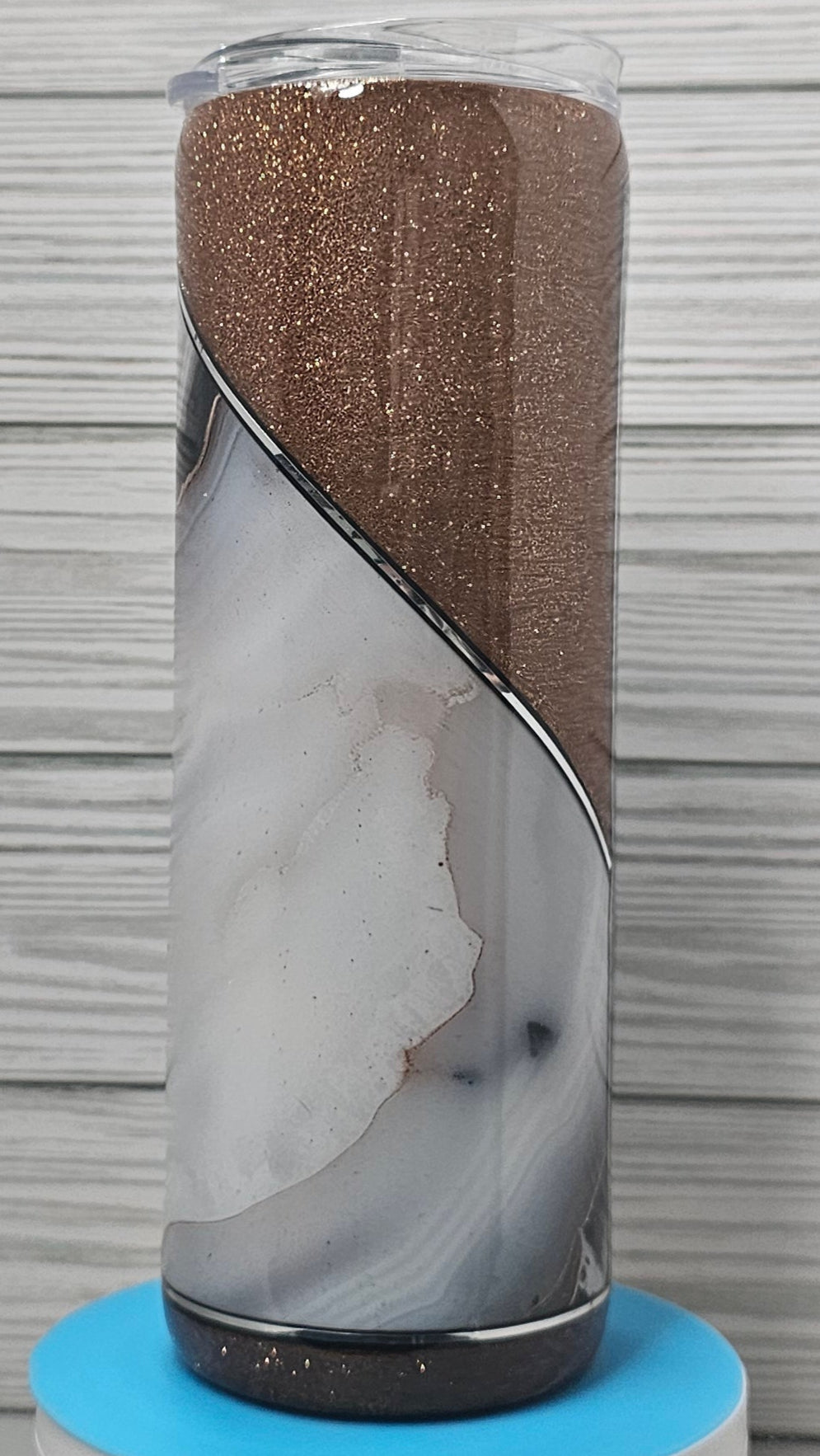 20oz Skinny Geode Vinyl with Copper Glitter Epoxy Tumbler