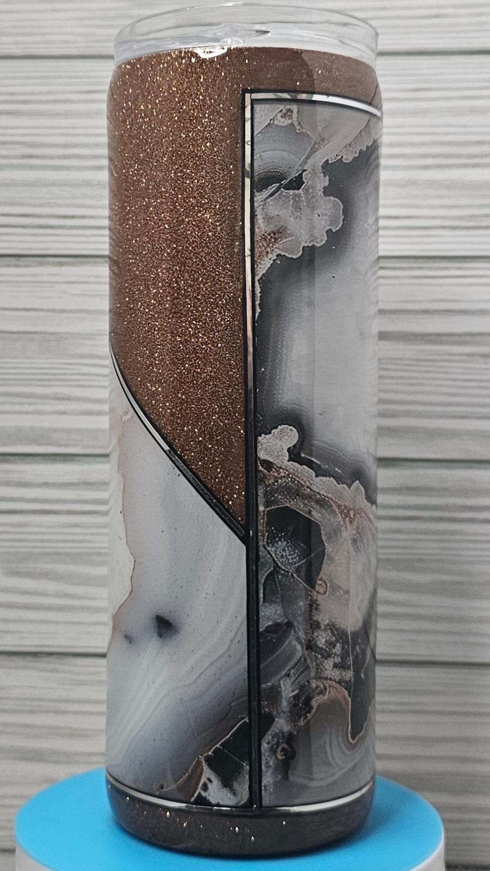 20oz Skinny Geode Vinyl with Copper Glitter Epoxy Tumbler