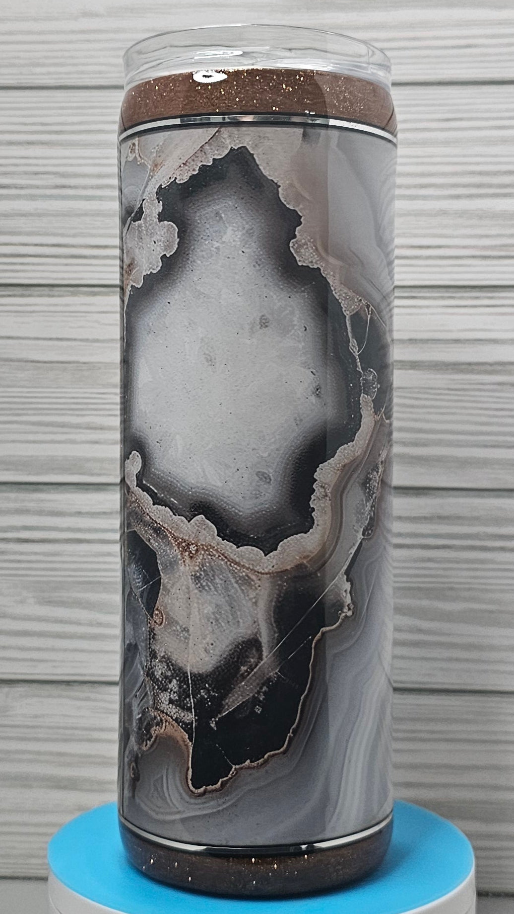 20oz Skinny Geode Vinyl with Copper Glitter Epoxy Tumbler