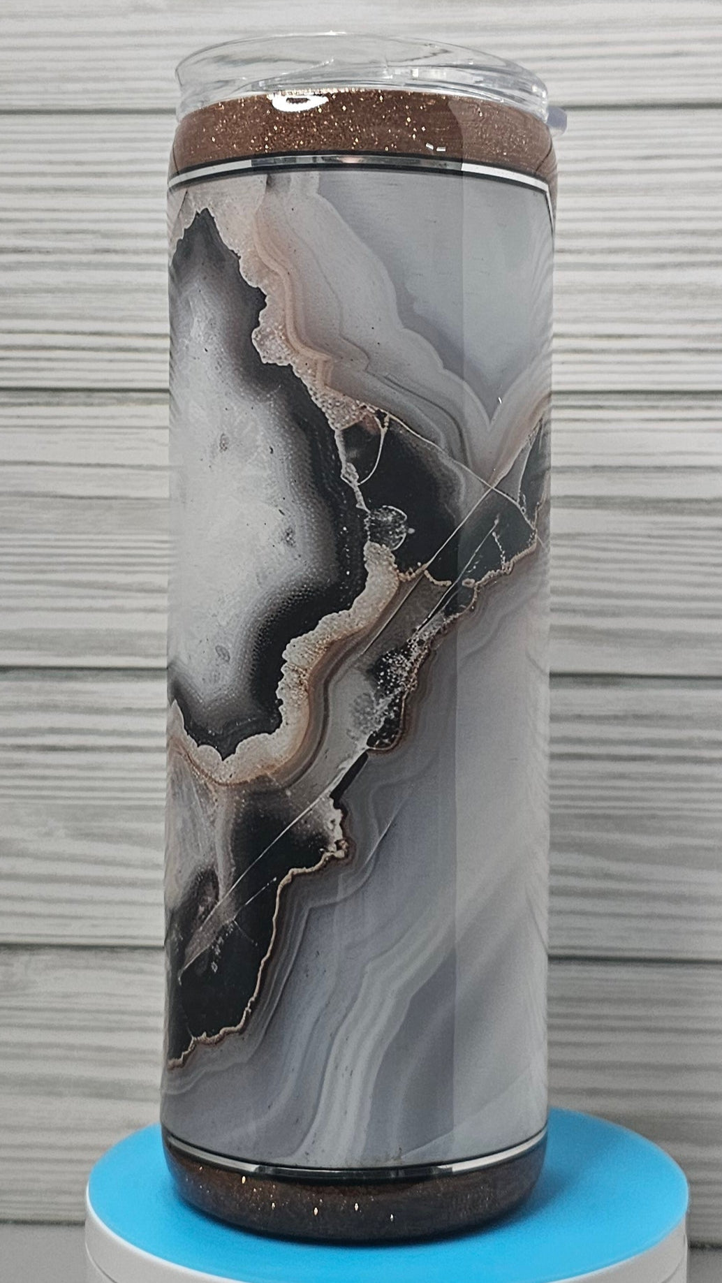 20oz Skinny Geode Vinyl with Copper Glitter Epoxy Tumbler