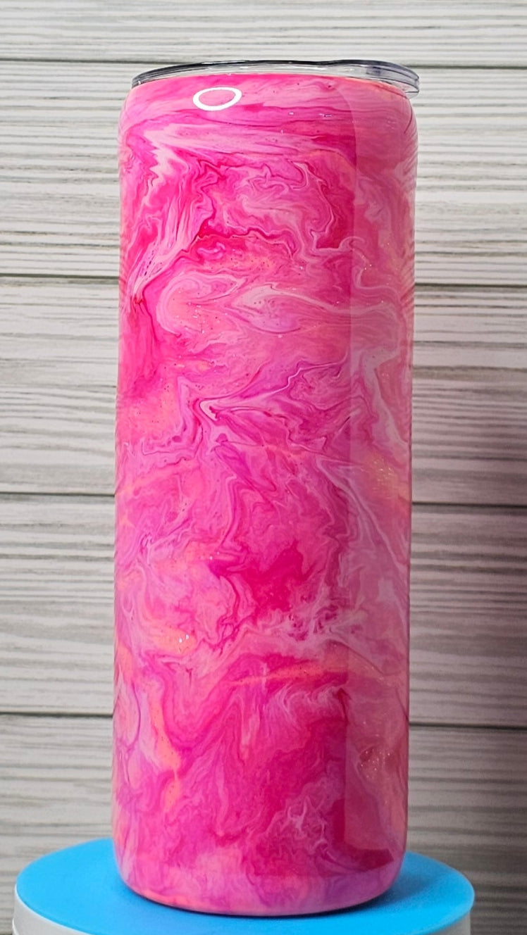 20oz Skinny Pink Ink Swirl Epoxy Tumbler