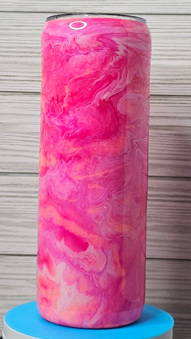 20oz Skinny Pink Ink Swirl Epoxy Tumbler