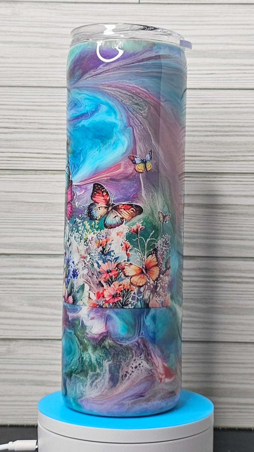 30oz Floral Skull Ink Swirl Epoxy Tumbler