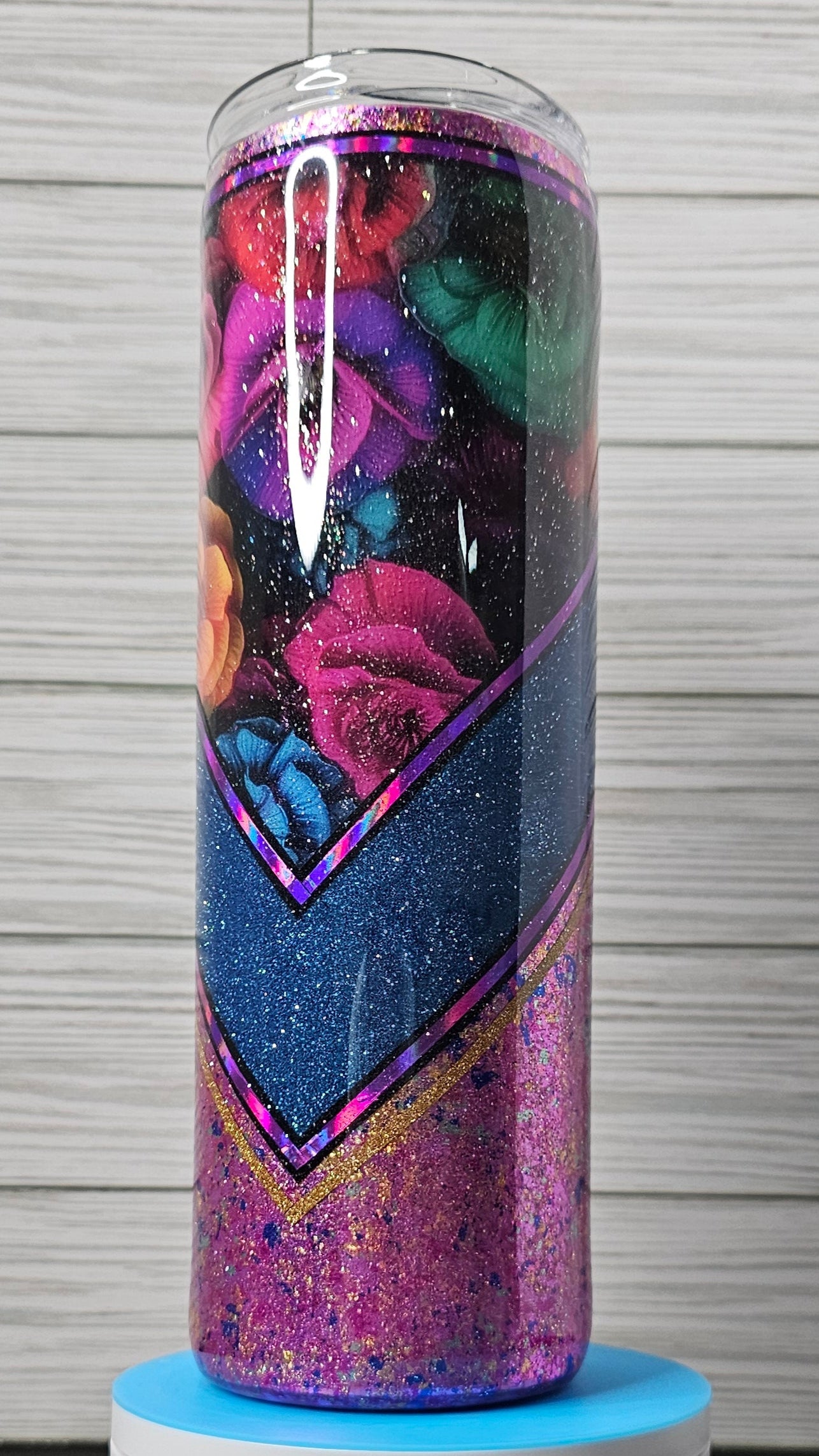 30oz Floral Double V-split Butterfly Epoxy Tumbler