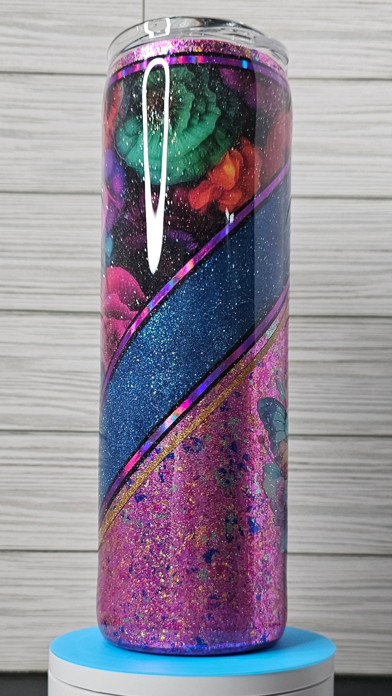 30oz Floral Double V-split Butterfly Epoxy Tumbler