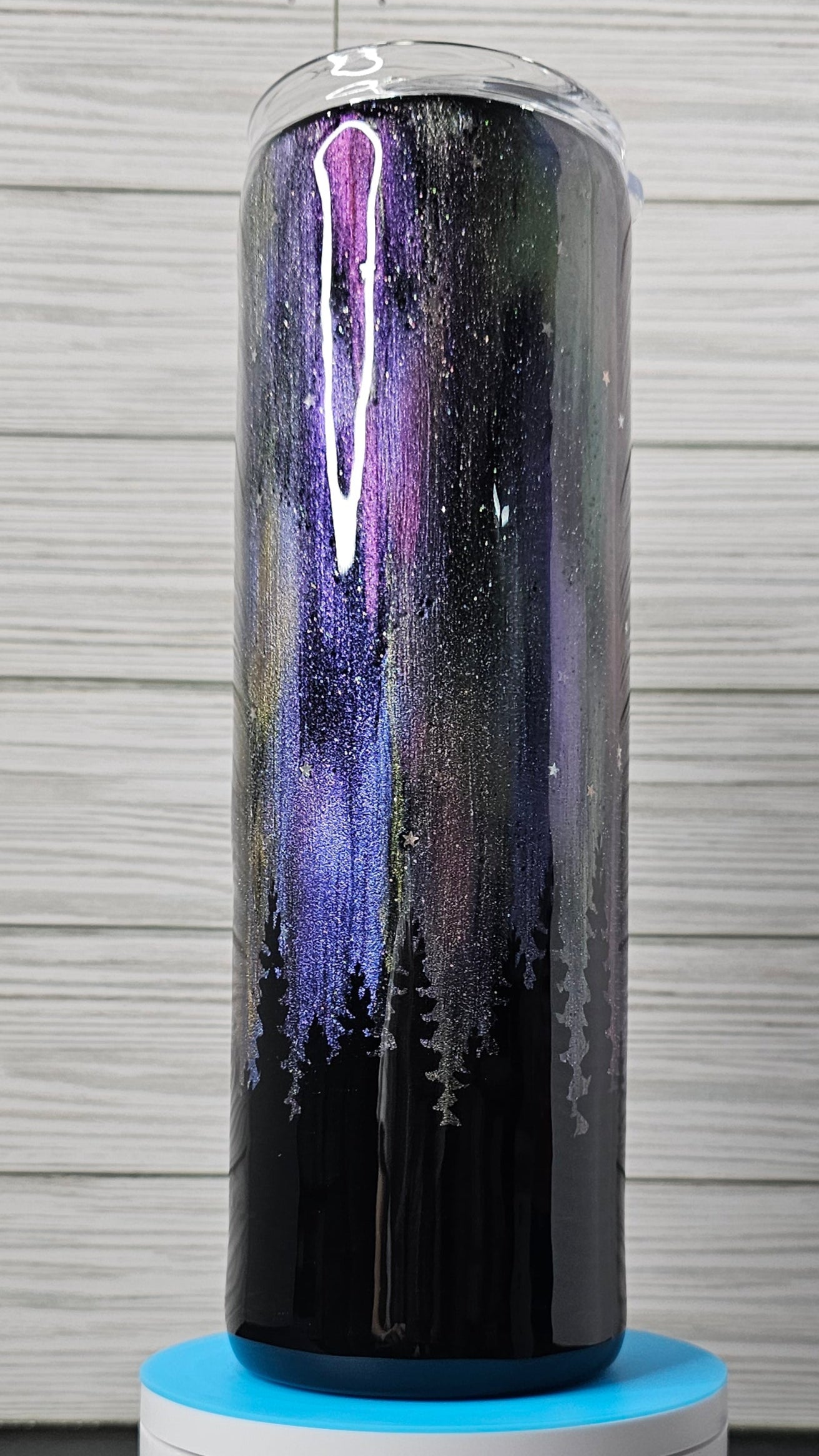 30oz Northern Lights with Forest Epoxy Tumbler