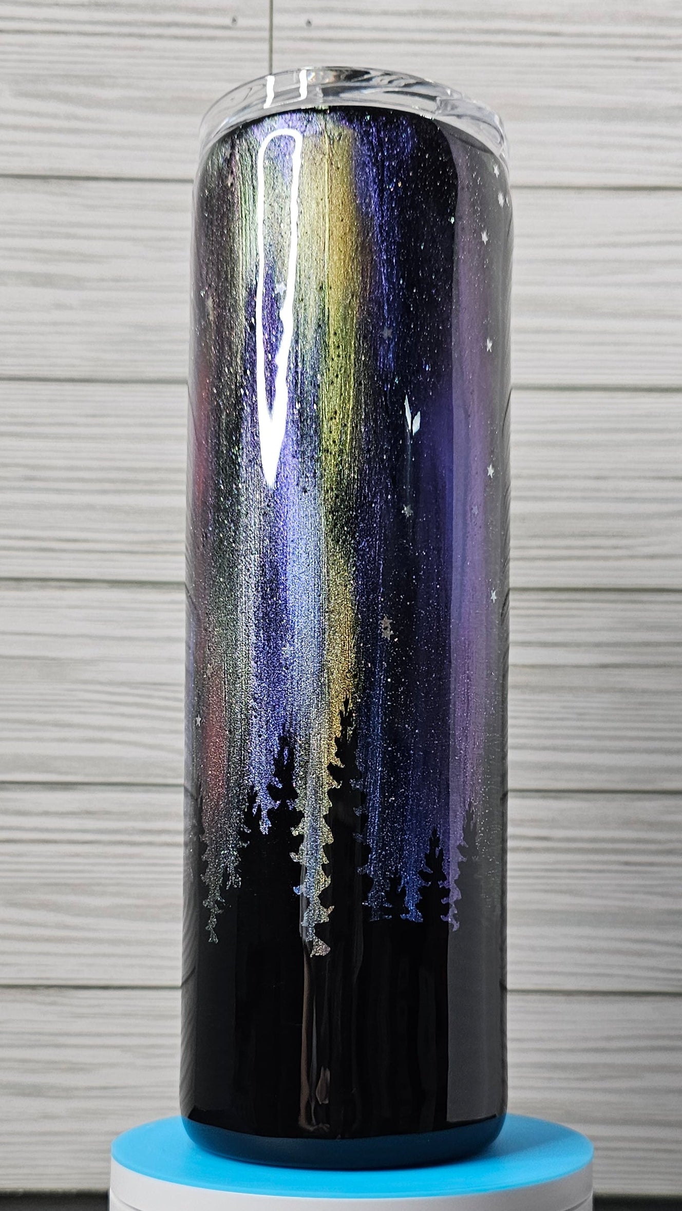 30oz Northern Lights with Forest Epoxy Tumbler