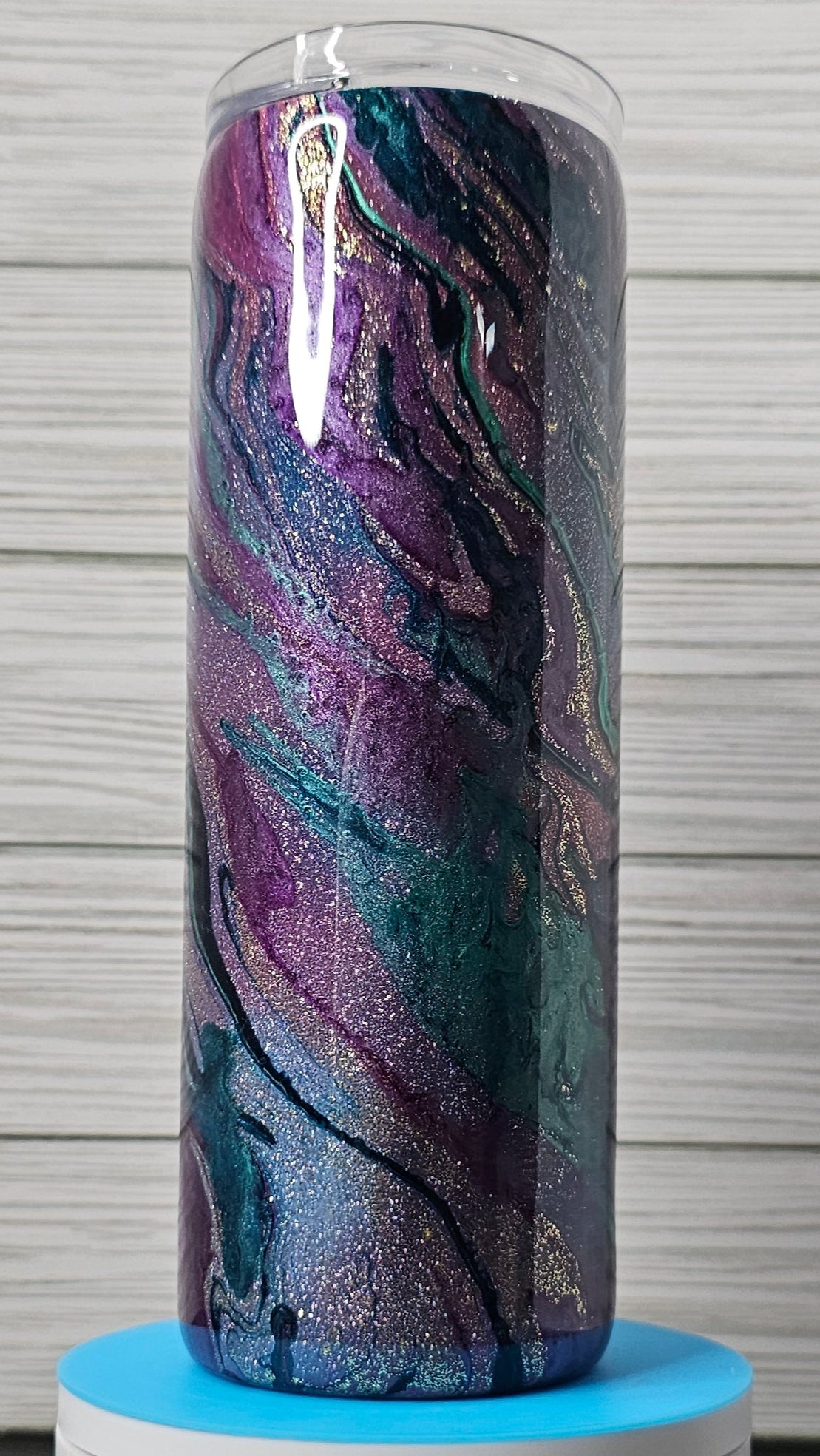 20oz Skinny Ink and Paint Swirl Glitter Epoxy Tumbler