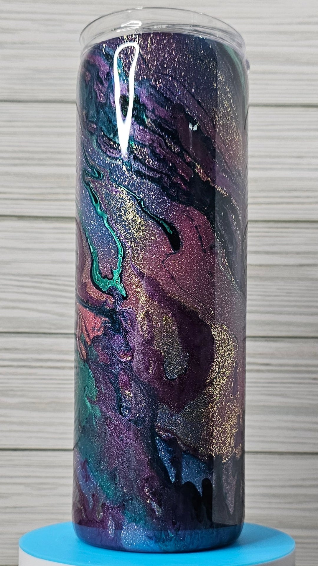 20oz Skinny Ink and Paint Swirl Glitter Epoxy Tumbler