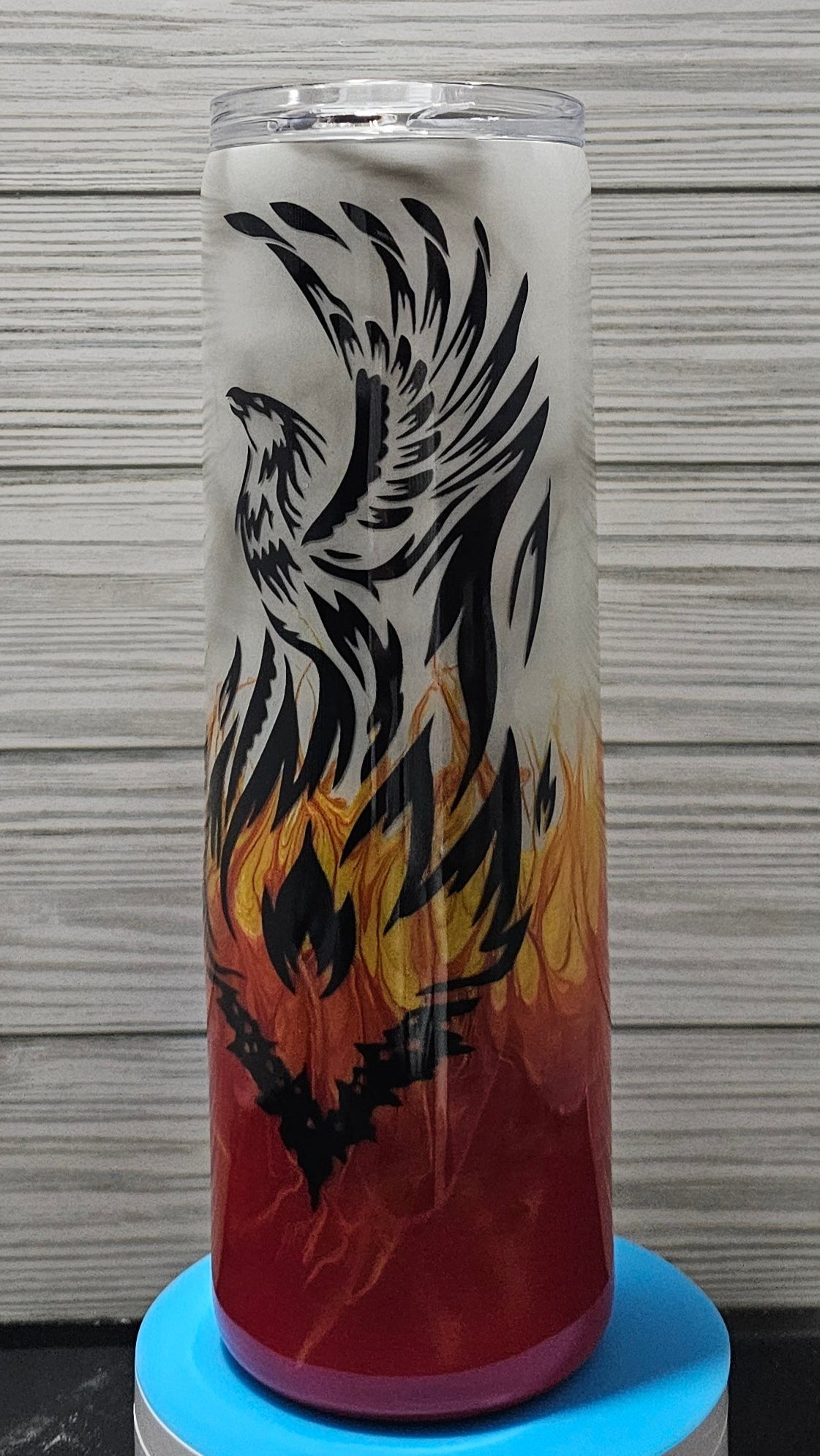 35oz Skinny Smoke & Ink Flame Phoenix Silhouette Epoxy Tumbler