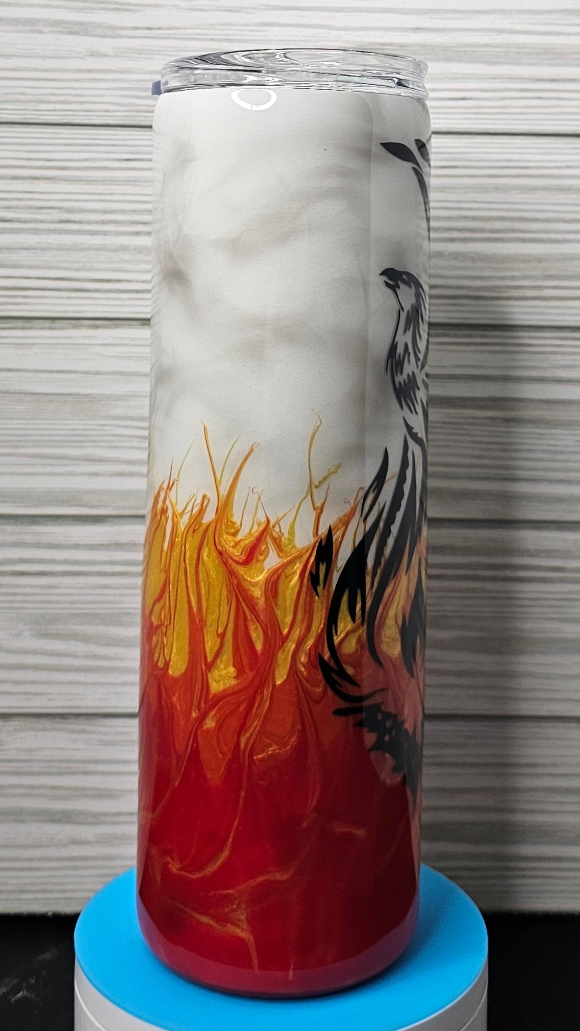 35oz Skinny Smoke & Ink Flame Phoenix Silhouette Epoxy Tumbler