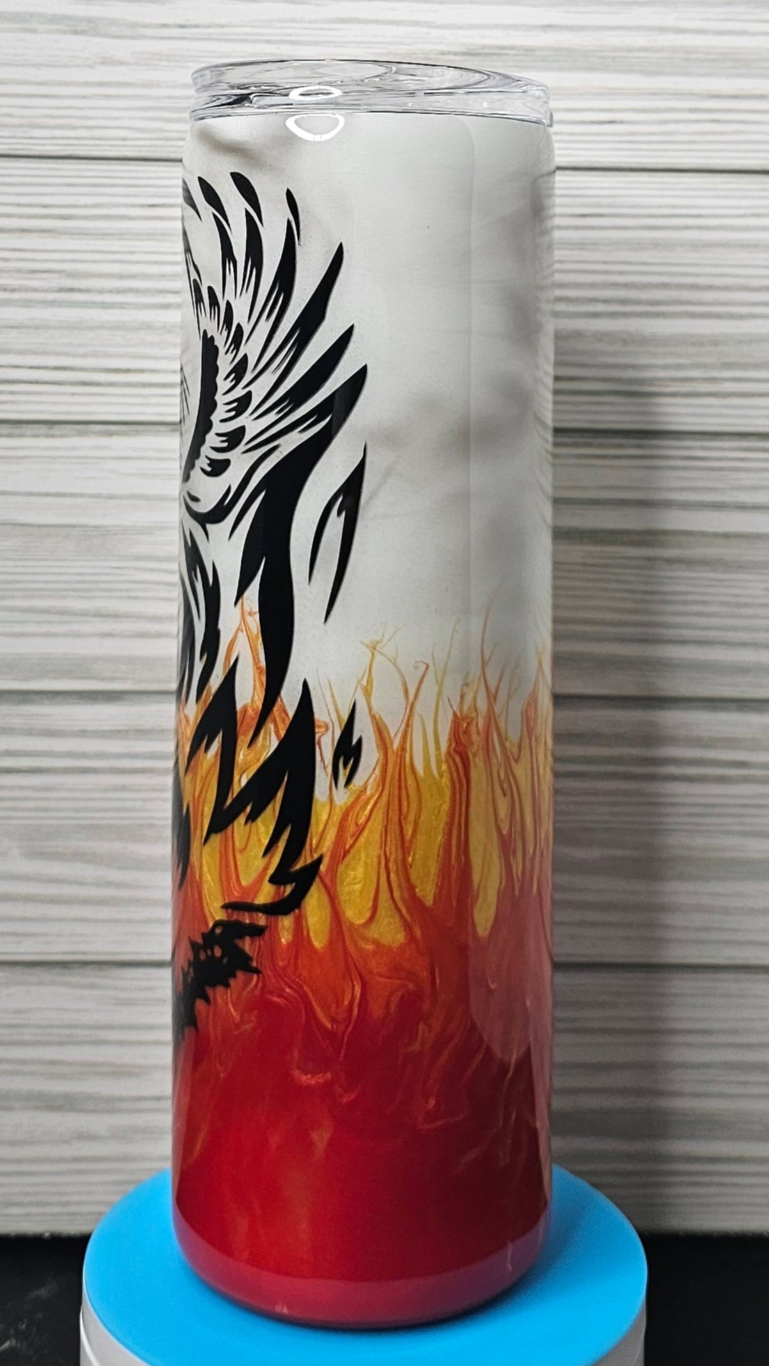 35oz Skinny Smoke & Ink Flame Phoenix Silhouette Epoxy Tumbler