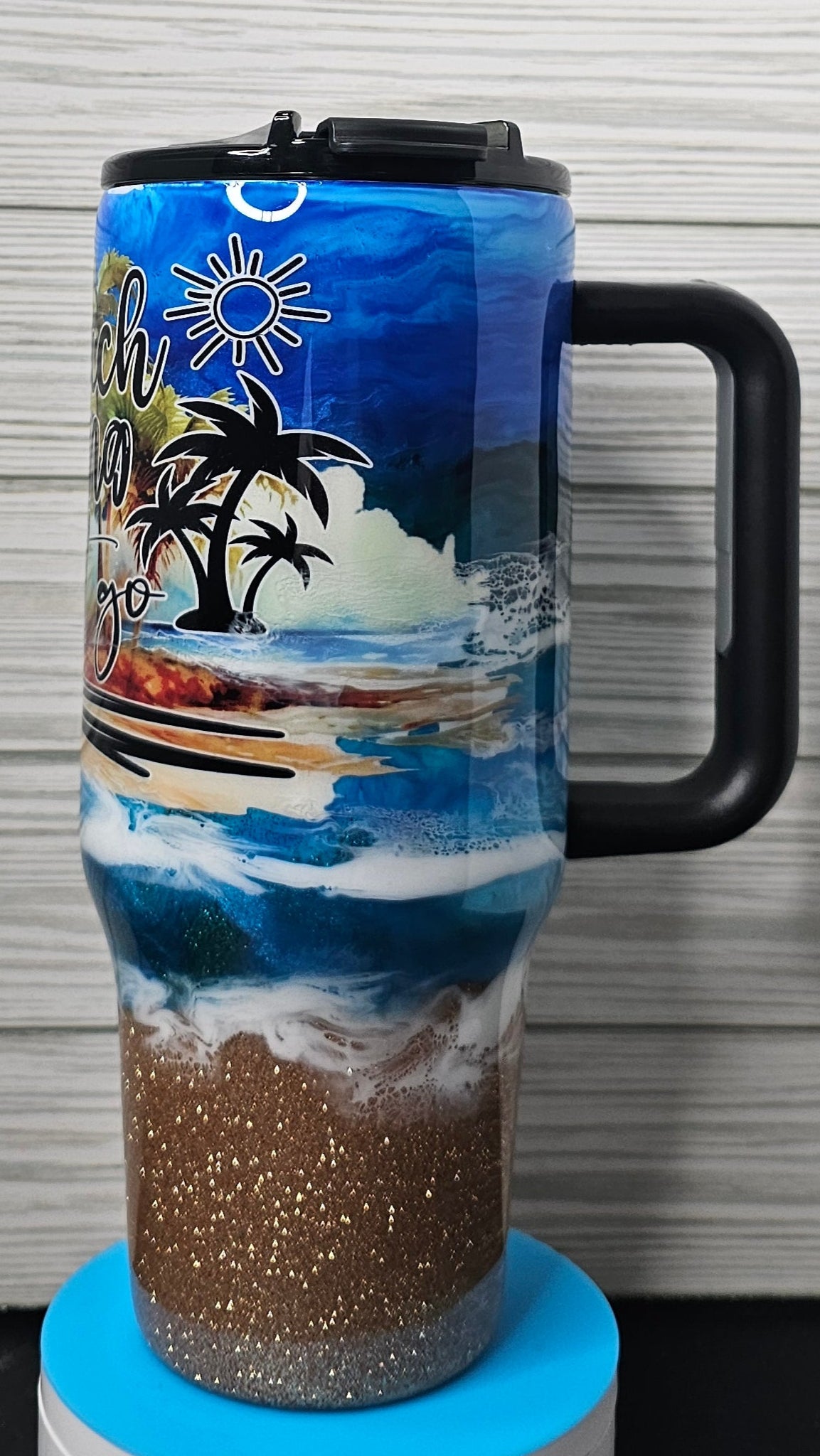 40oz Big Swig Ocean Swirl The Beach is Calling Epoxy Tumbler