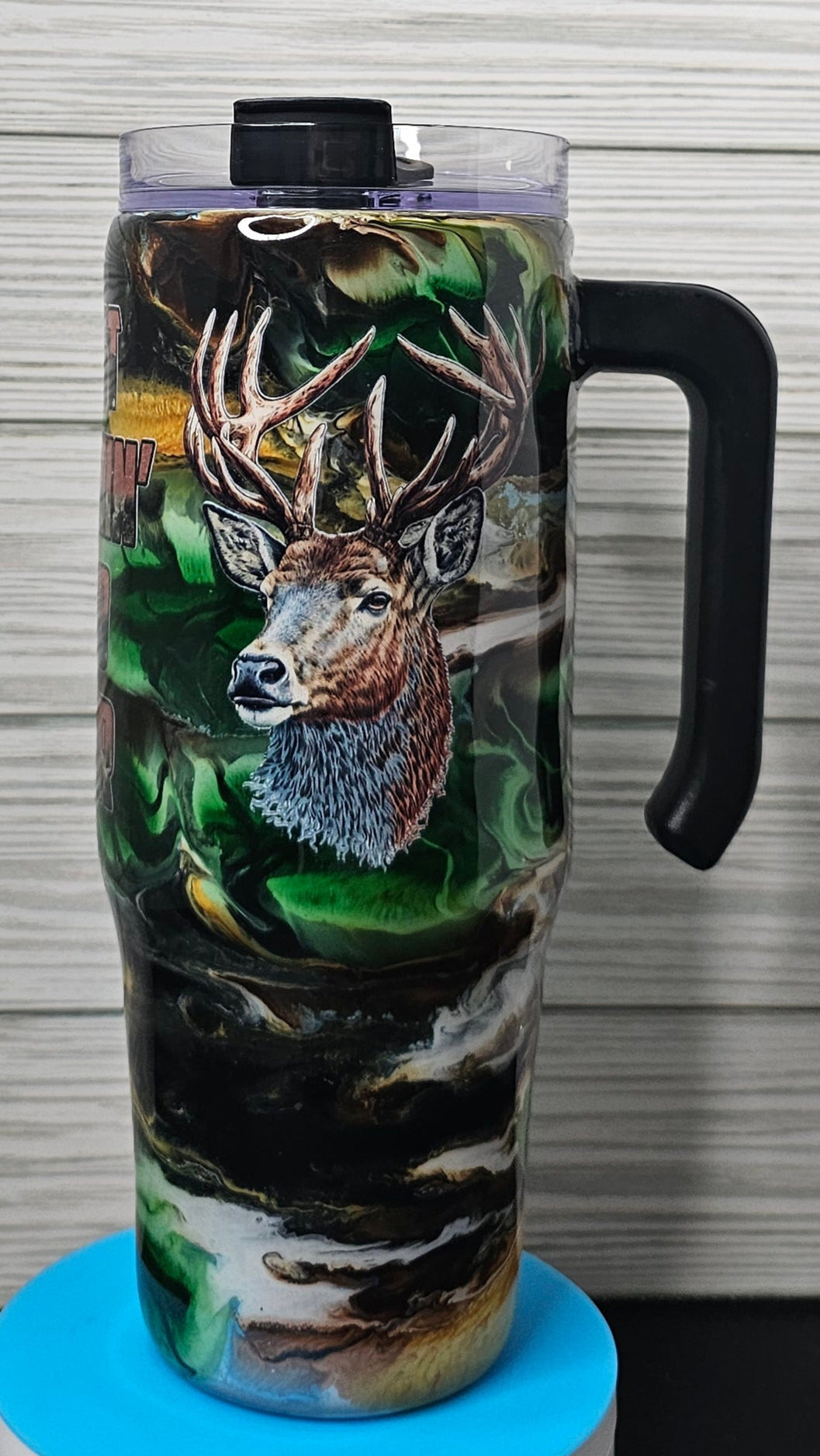 30oz Grippy Camouflage Ink Swirl Best Bucking Dad Epoxy Tumbler