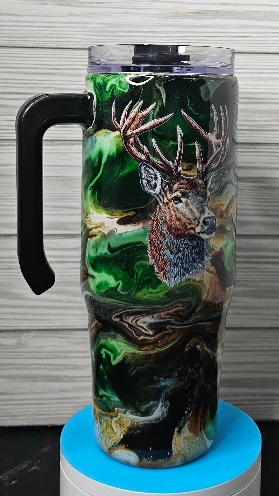 30oz Grippy Camouflage Ink Swirl Best Bucking Dad Epoxy Tumbler