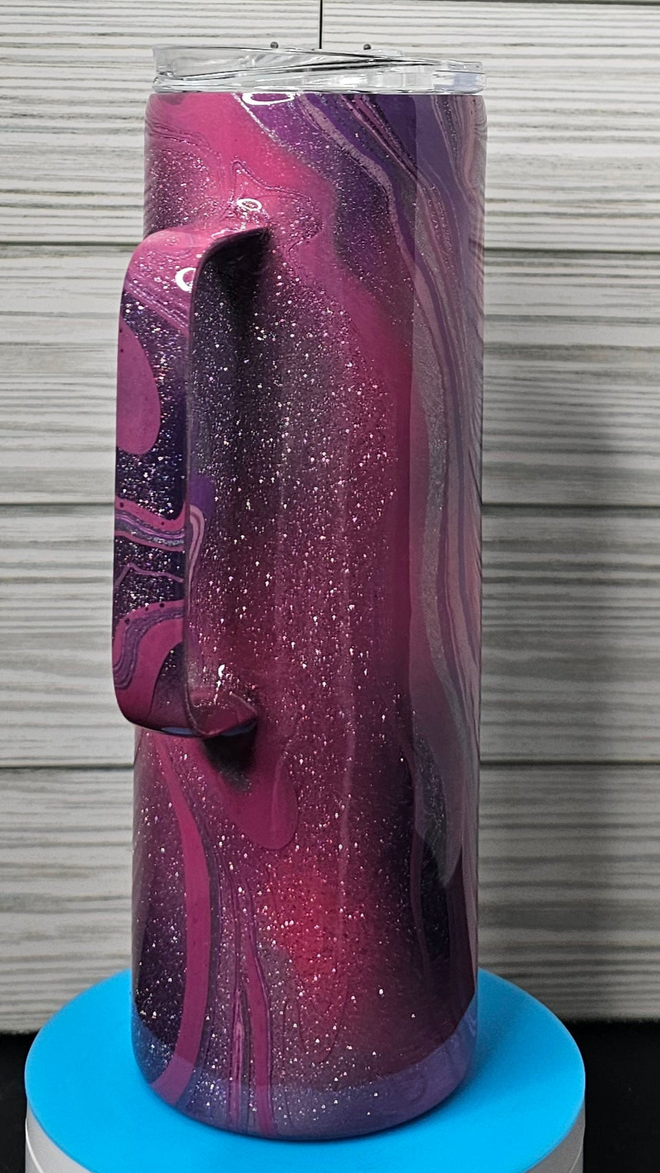 20oz Skinny Hoggdle Pink/Purple Ink Swirl and Paint Swirl Epoxy Tumbler