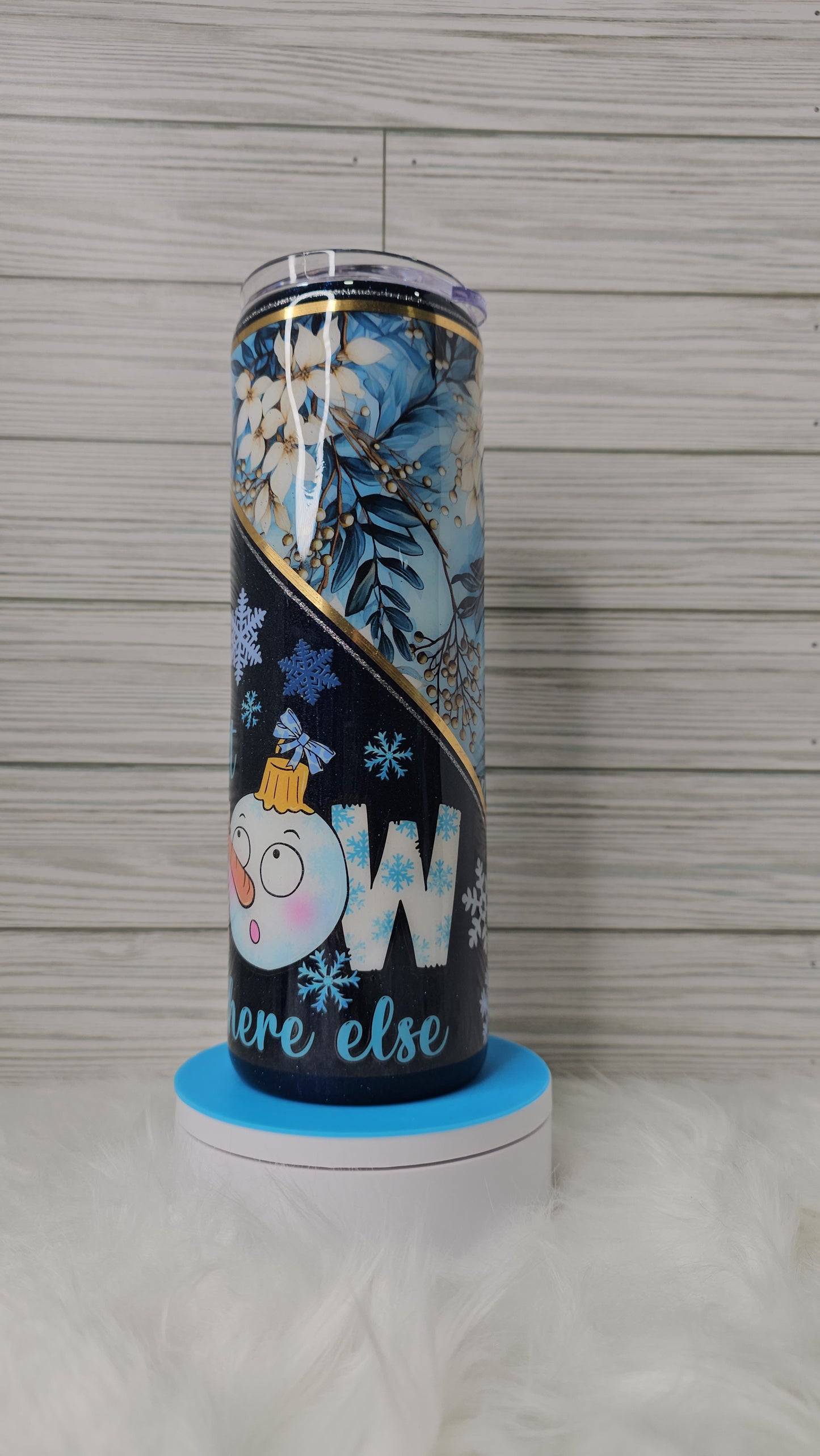 30oz Skinny Vinyl Glitter Snowflake Let it Snow Somewhere Else Epoxy Tumbler
