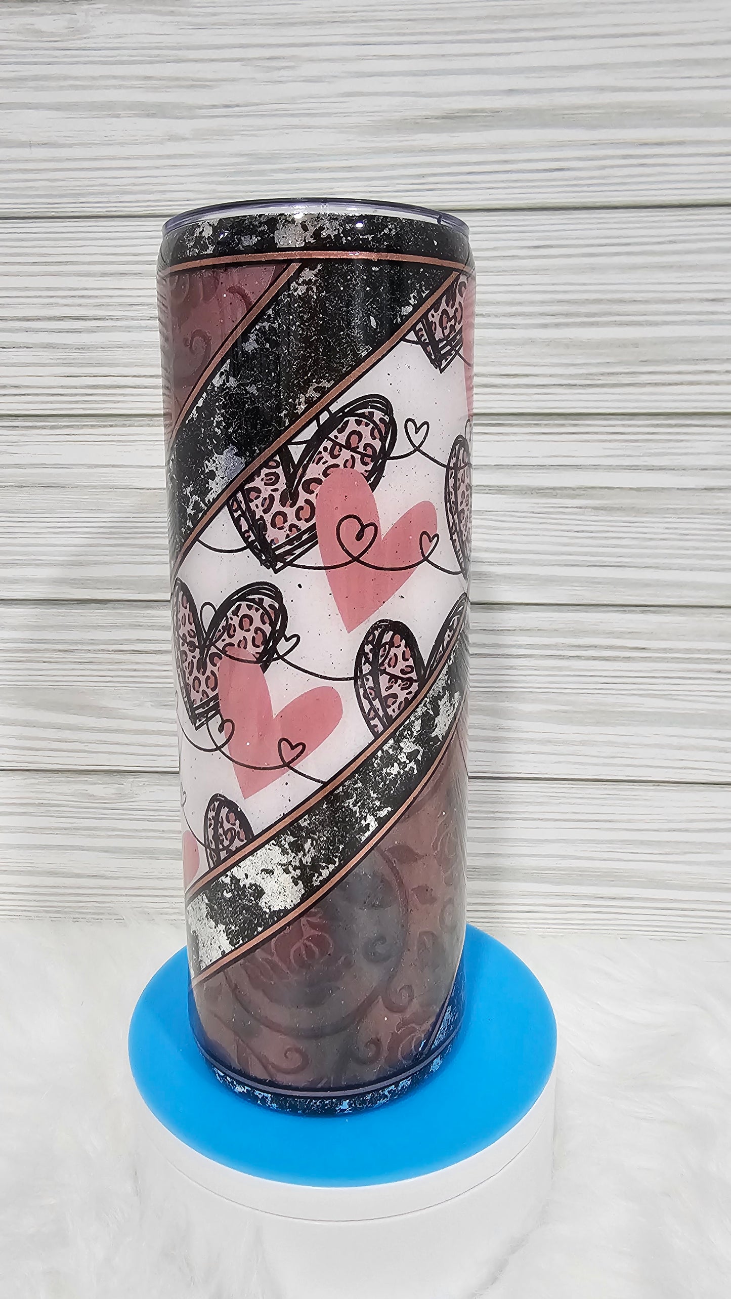 20oz Skinny Multimedia with Foil Flakes Valentines Epoxy Tumbler