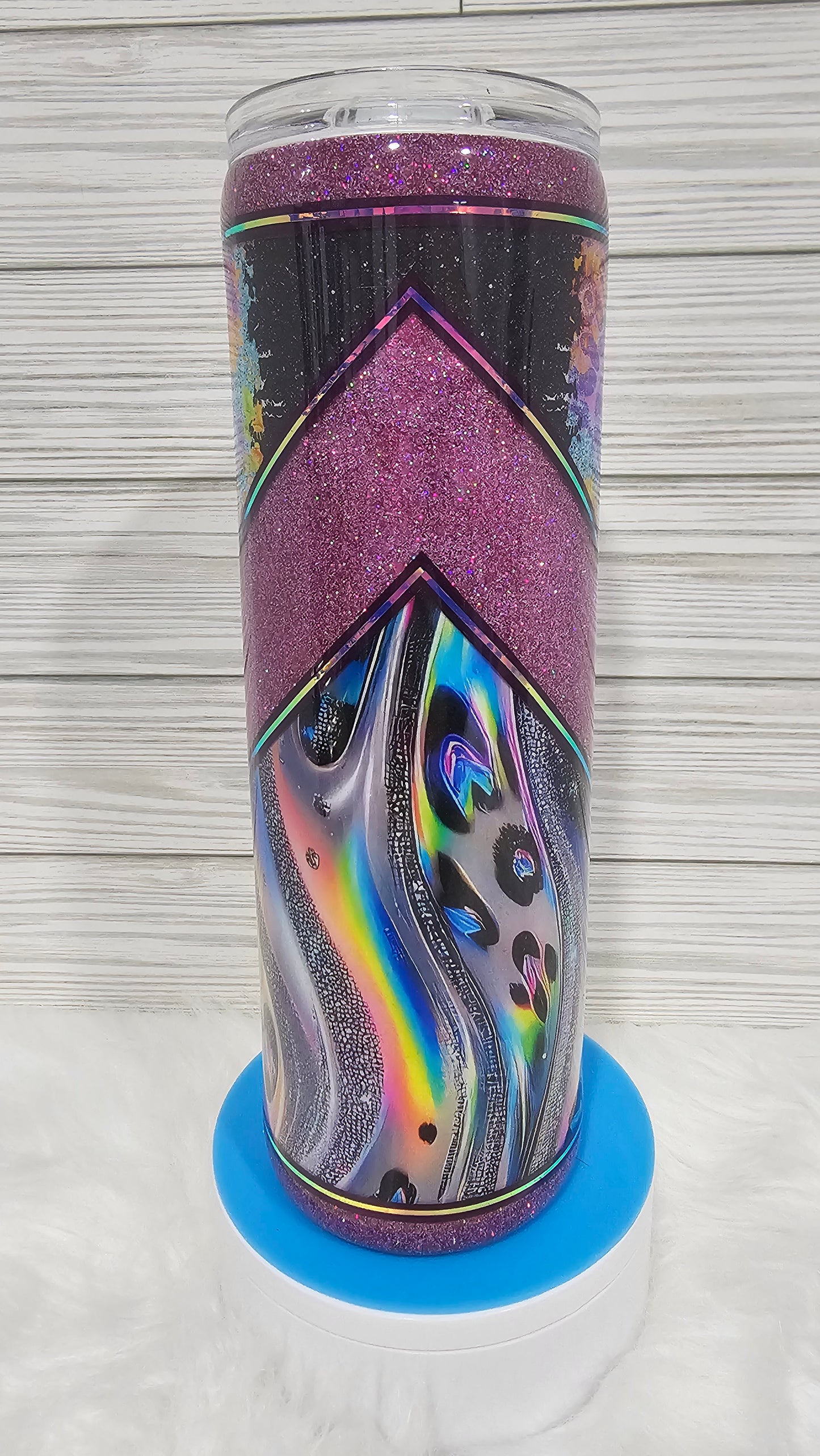 30oz Skinny Purple Holographic Glitter No Crisis Allowed Vinyl Epoxy Tumbler