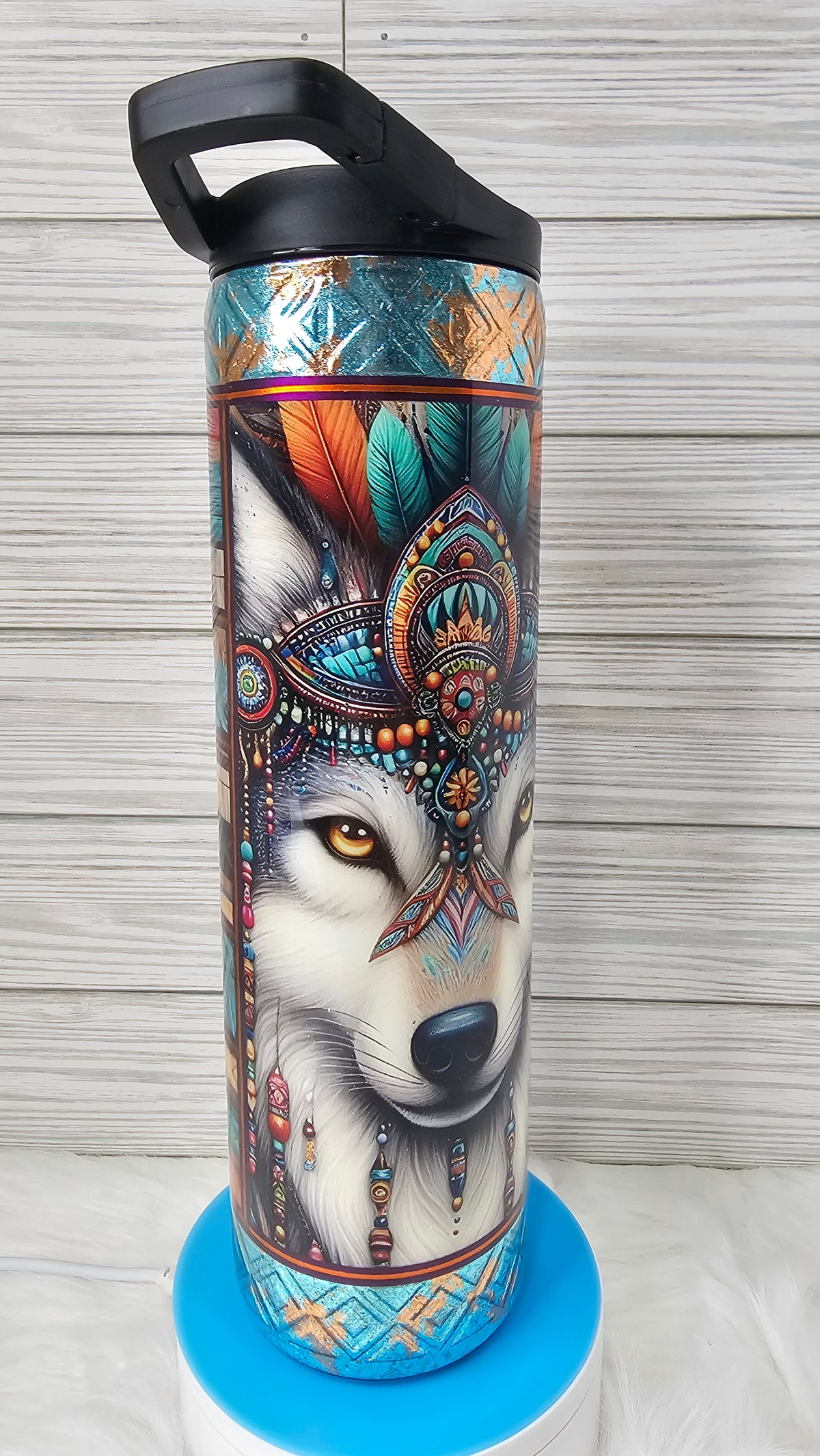 35 oz Skinny Duo Southwest Wolf Epoxy Tumbler