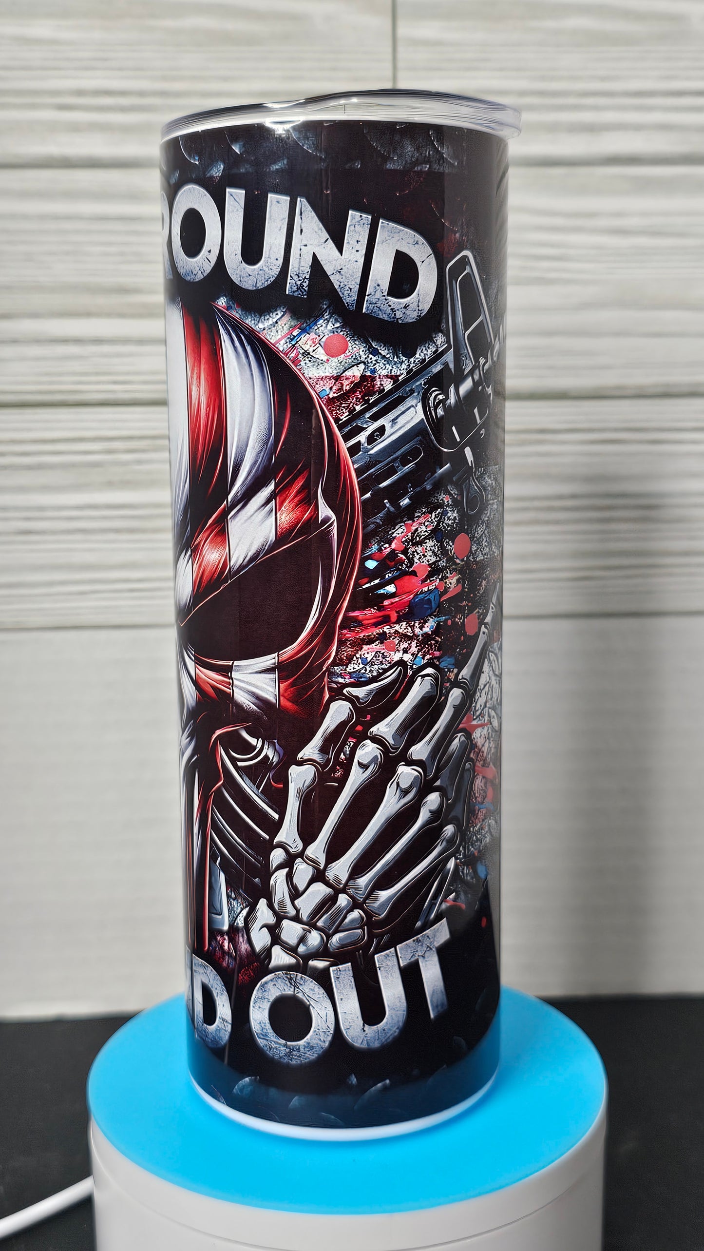 20oz Skinny Sublimation FAFO American Skull Tumbler