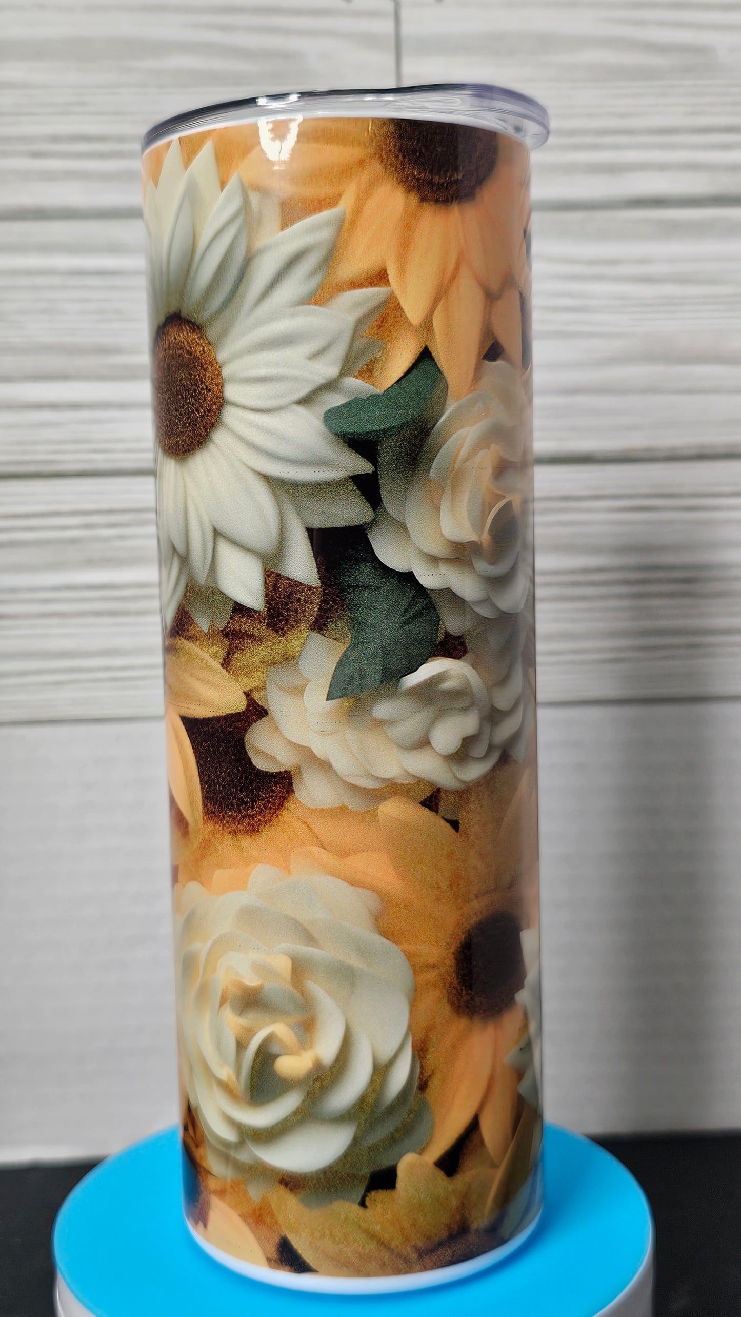 20oz Skinny Sublimation 3D Floral Tumbler