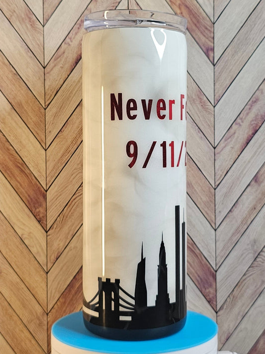 20oz Skinny 9/11 Smoky New York Skyline Epoxy Tumbler