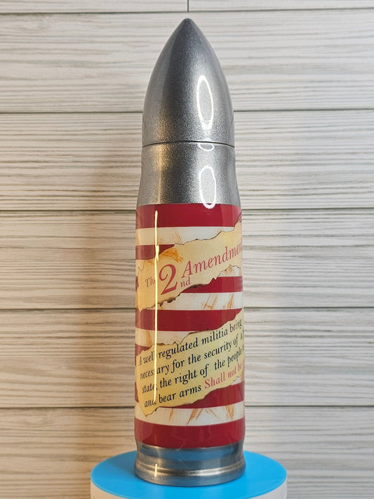 17oz On Point 2nd Amendment Silver Epoxy Tumbler