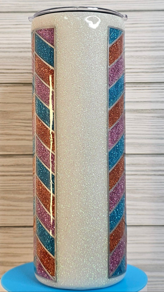 20oz Duo Skinny Purple/Blue/Orange Chevron Glitter Epoxy Tumbler