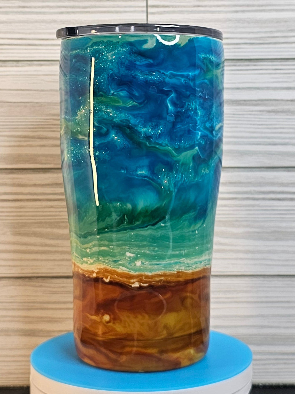 20oz Modern Curve Ocean Ink Swirl Epoxy Tumbler