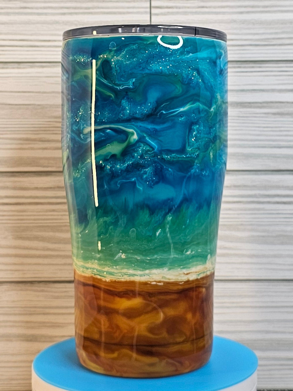 20oz Modern Curve Ocean Ink Swirl Epoxy Tumbler